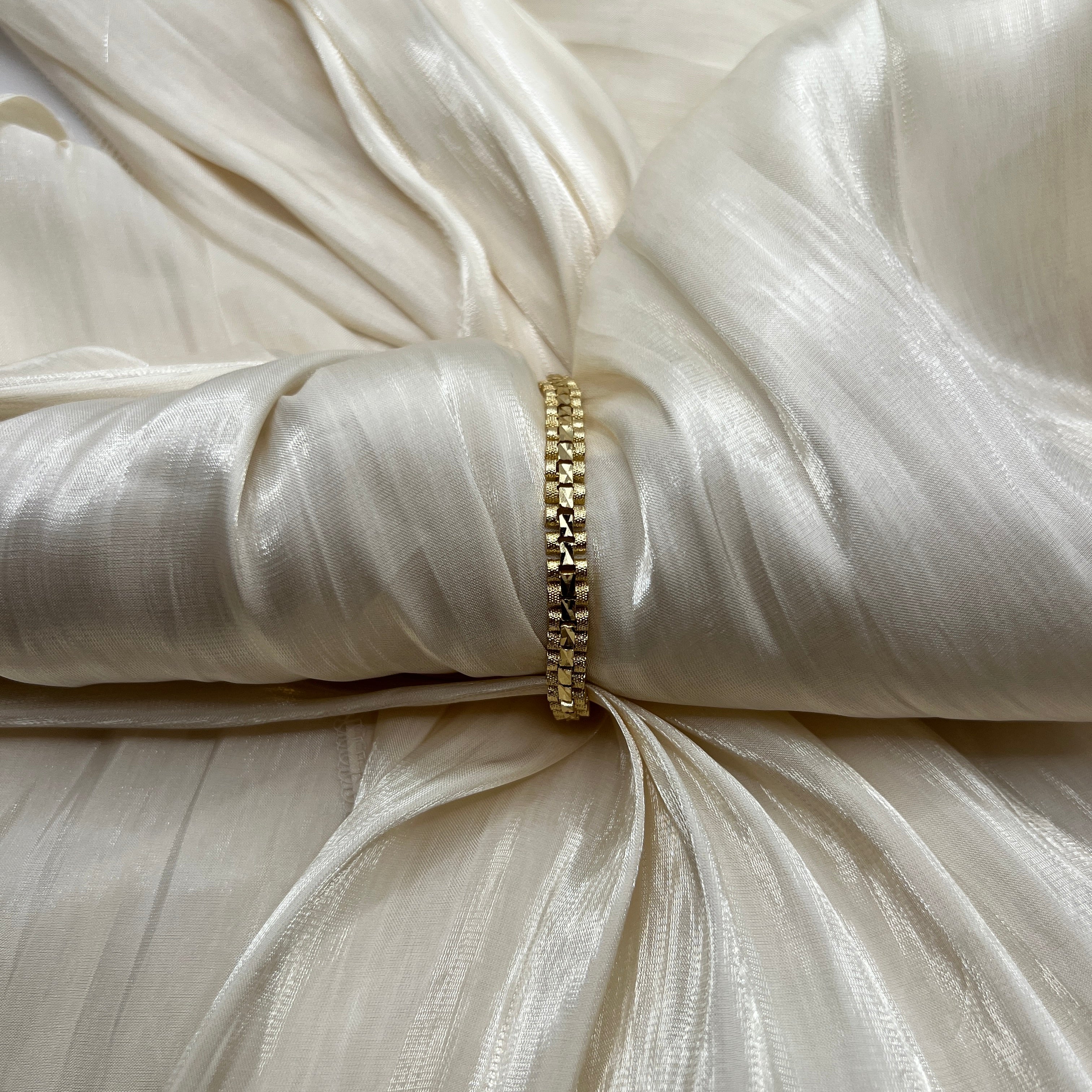 Geometric CZ Tennis Gold Bracelet – Alvera | 14K Gold Plated