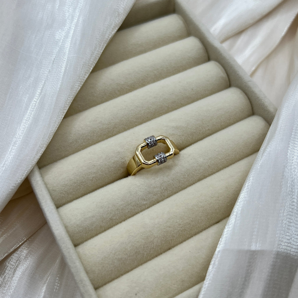 Gold Plated Geometric Link Ring – Aria