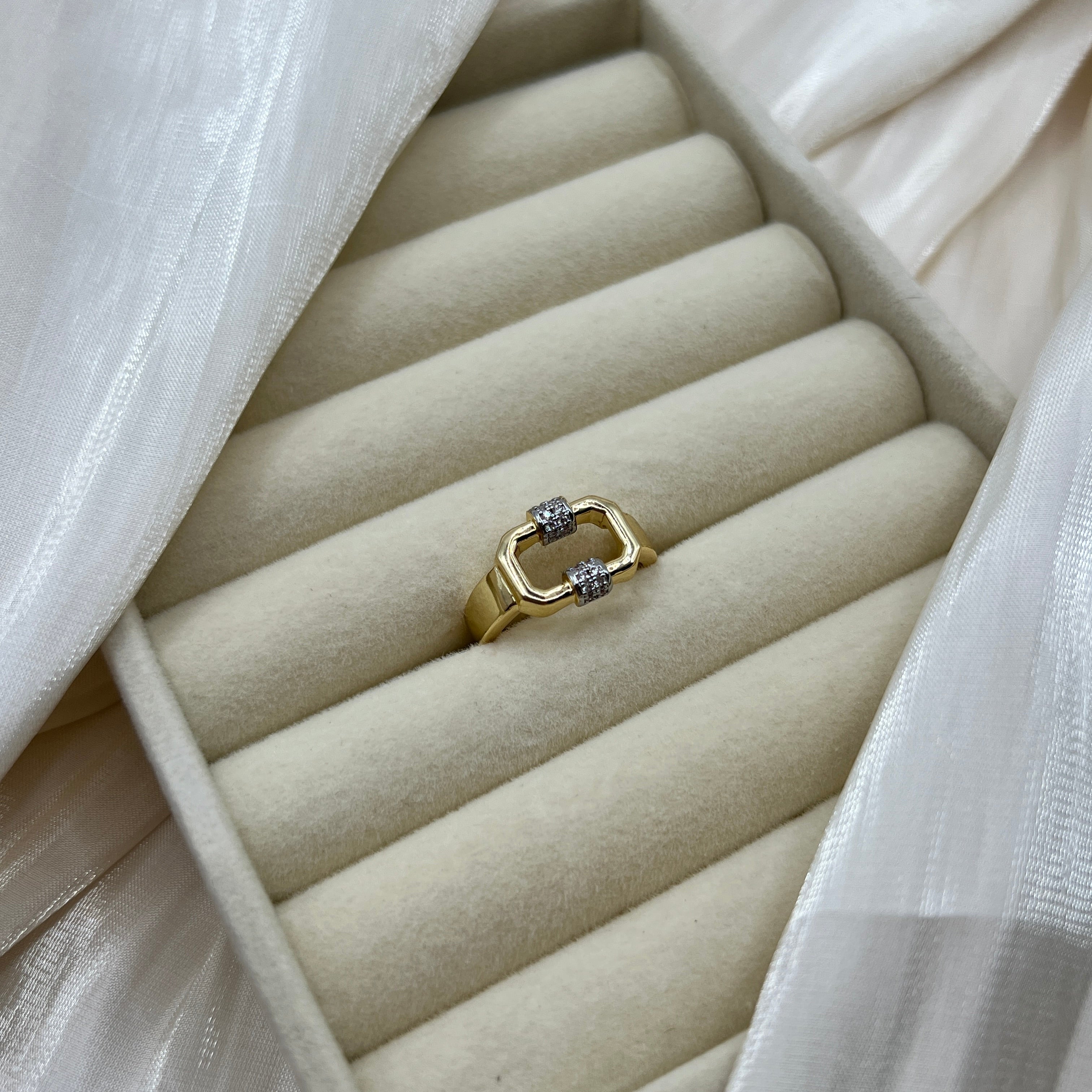 Gold Plated Geometric Link Ring – Aria
