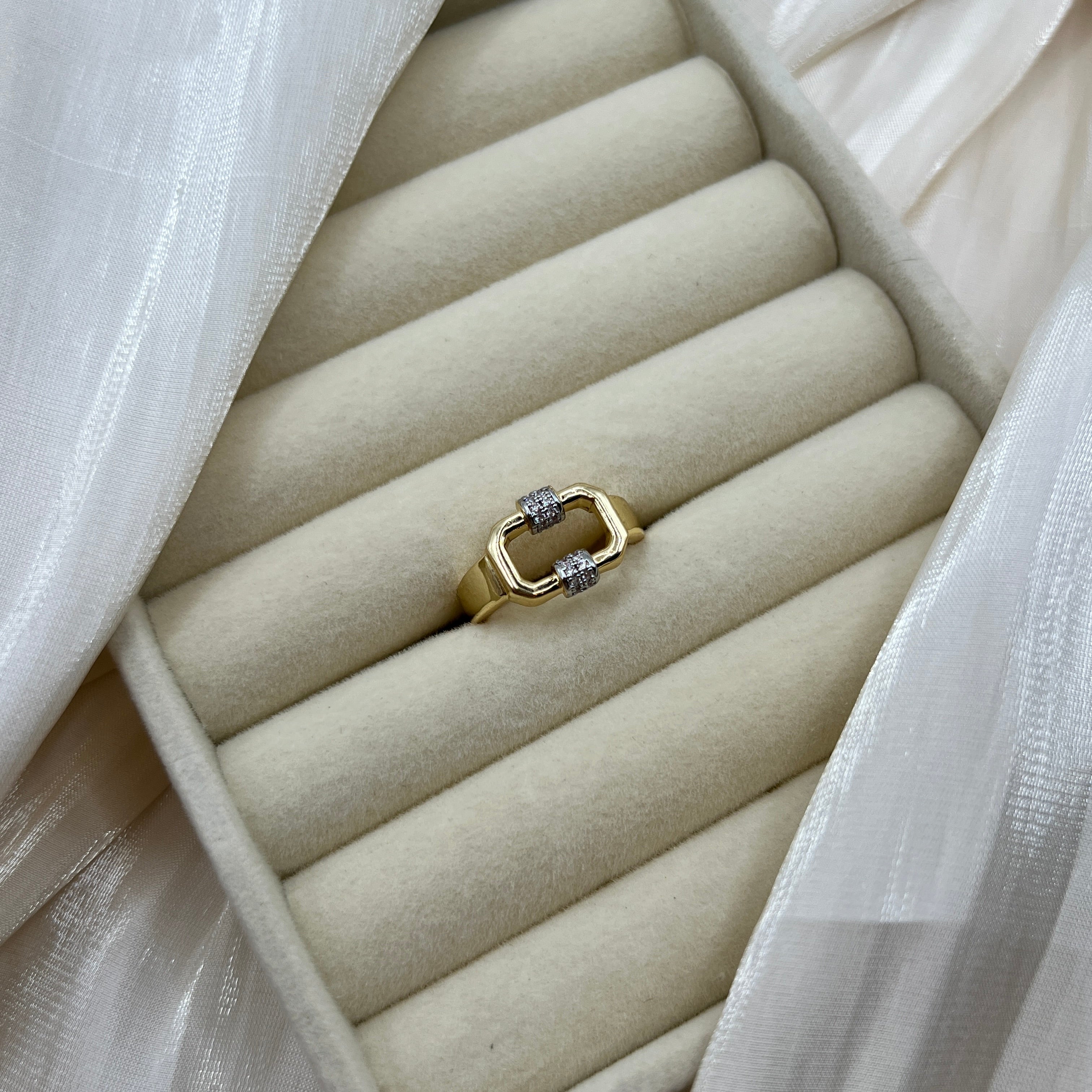Gold Plated Geometric Link Ring – Aria