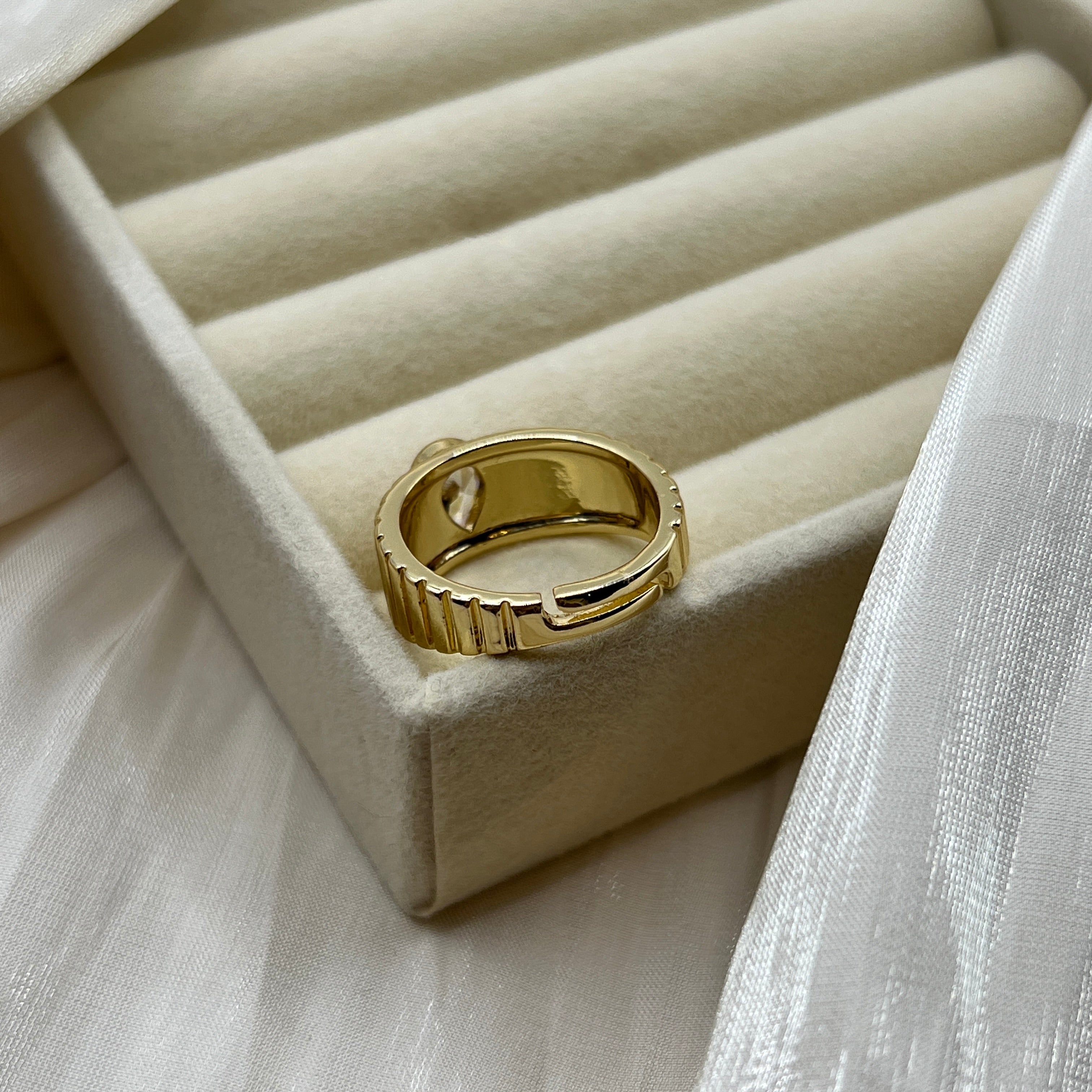 Gold Plated Pear Cut Statement Ring – Elara