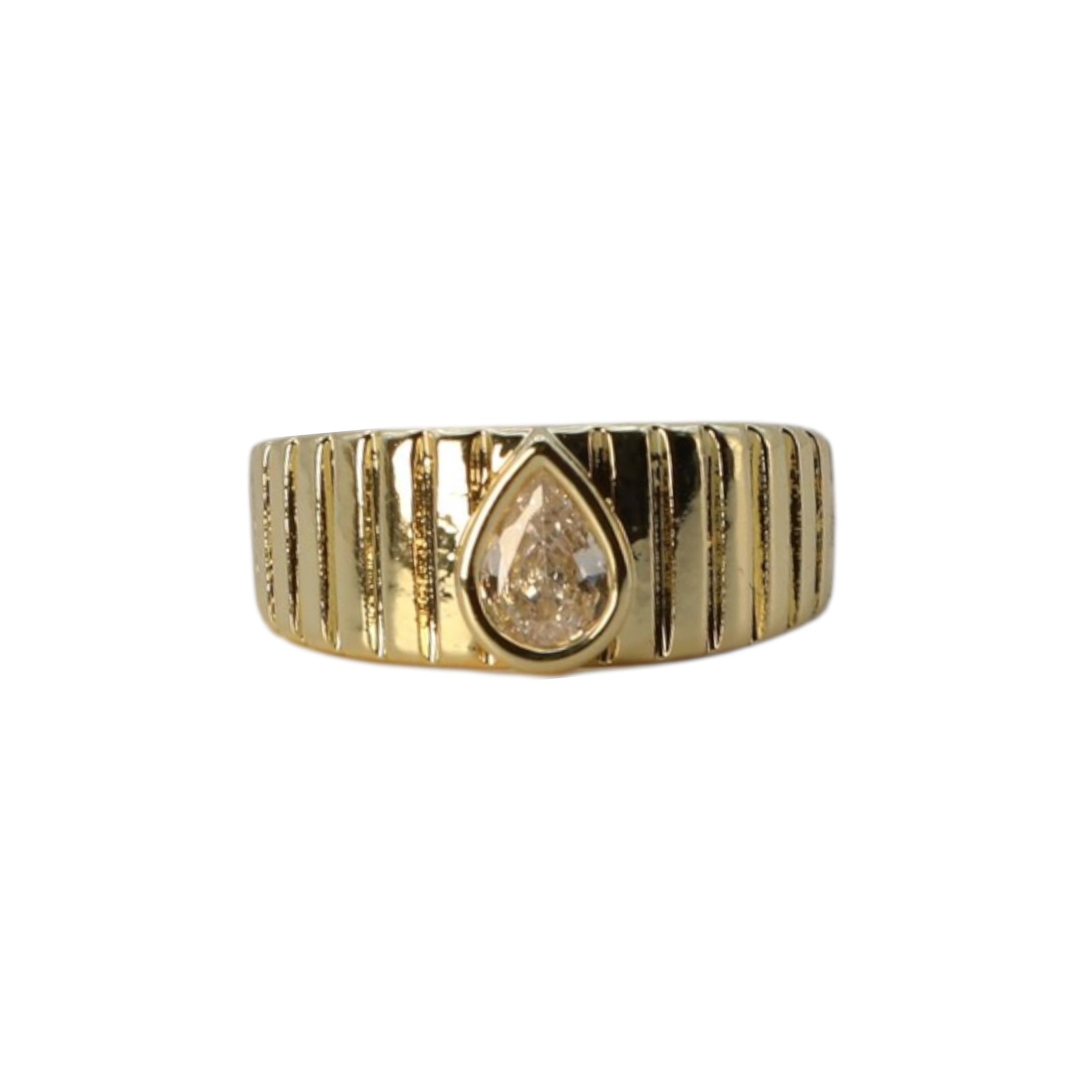 Gold Plated Pear Cut Statement Ring – Elara