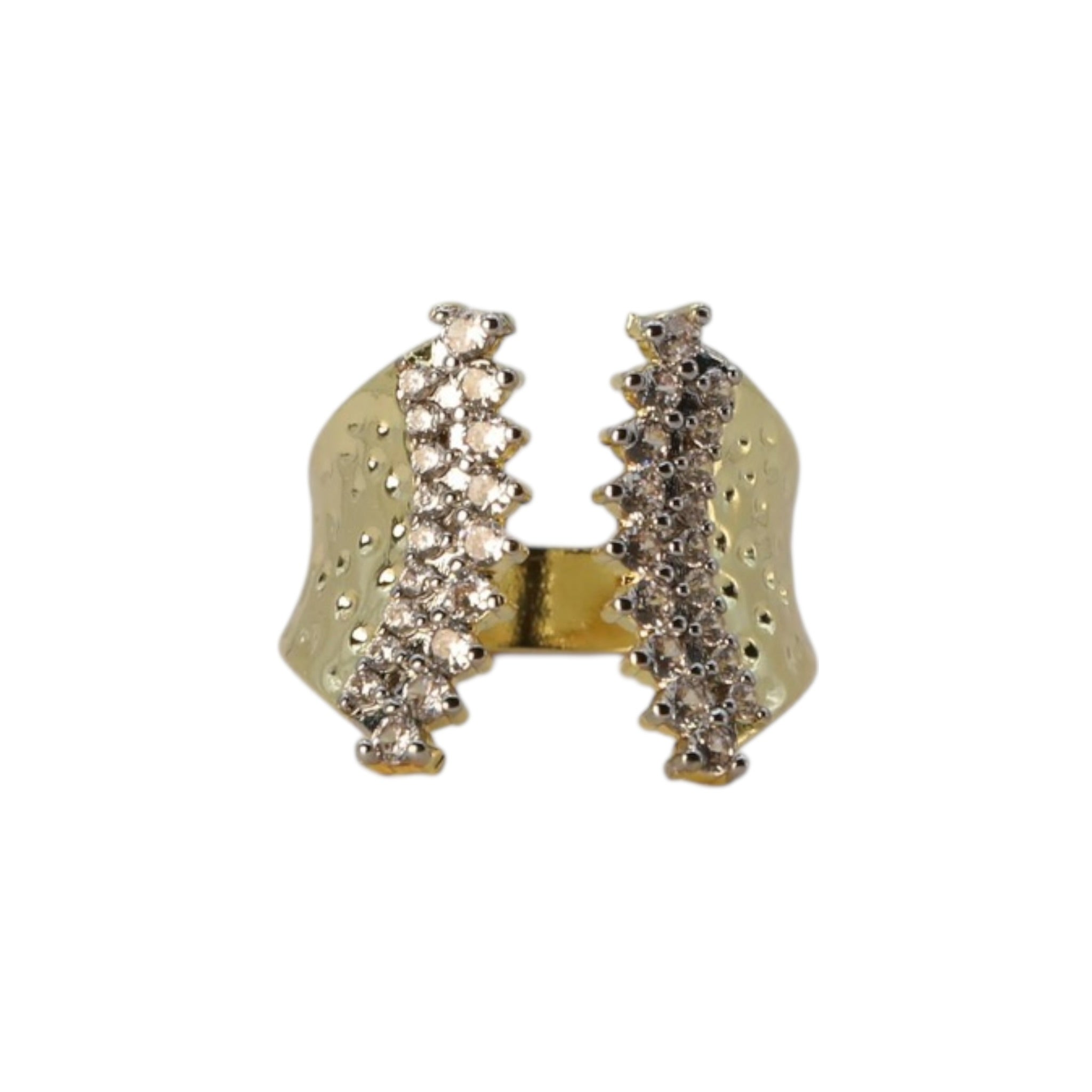 Hammered Pavé Adjustable Ring – Zarevia