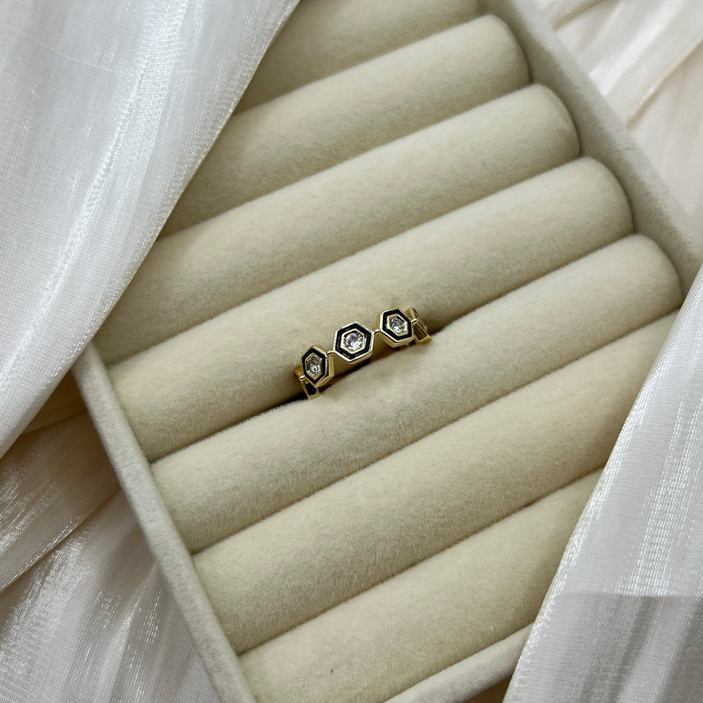 Hexagon Stone Adjustable Ring – Nyvera