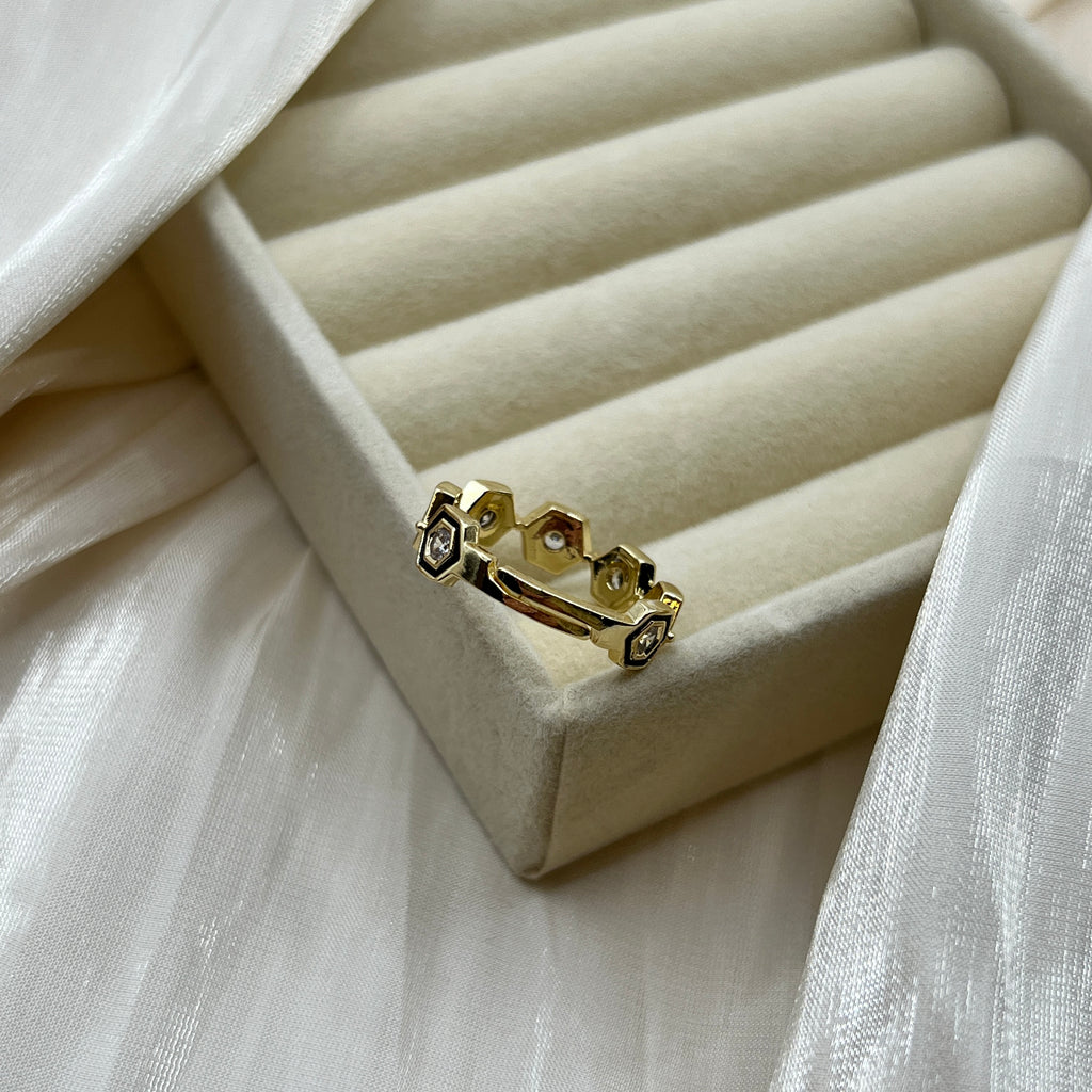 Hexagon Stone Adjustable Ring – Nyvera