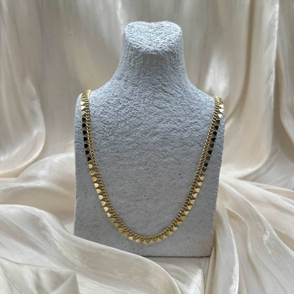 Petite Heart Chain Necklace – Valeska | 14K Gold Plated