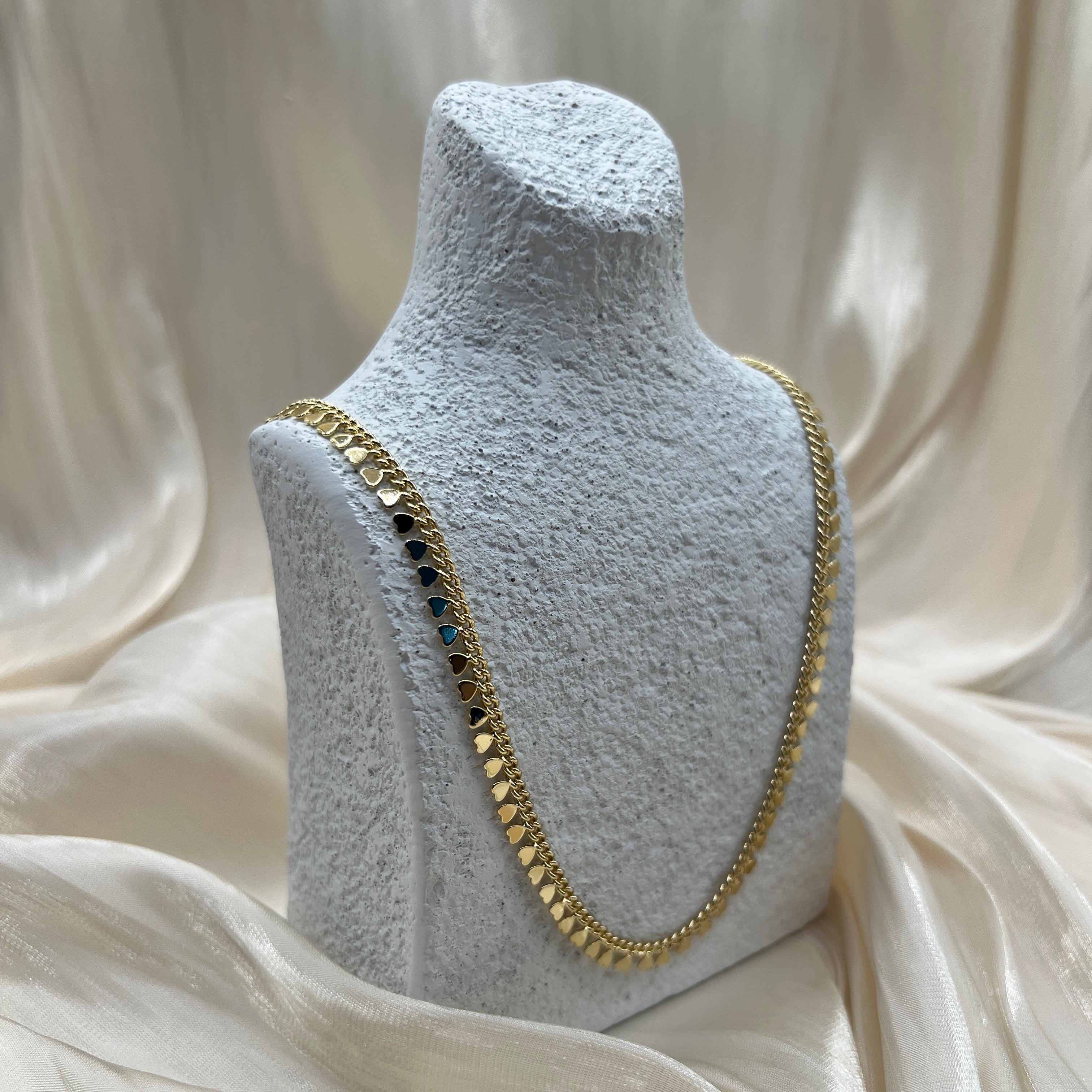 Petite Heart Chain Necklace – Valeska | 14K Gold Plated