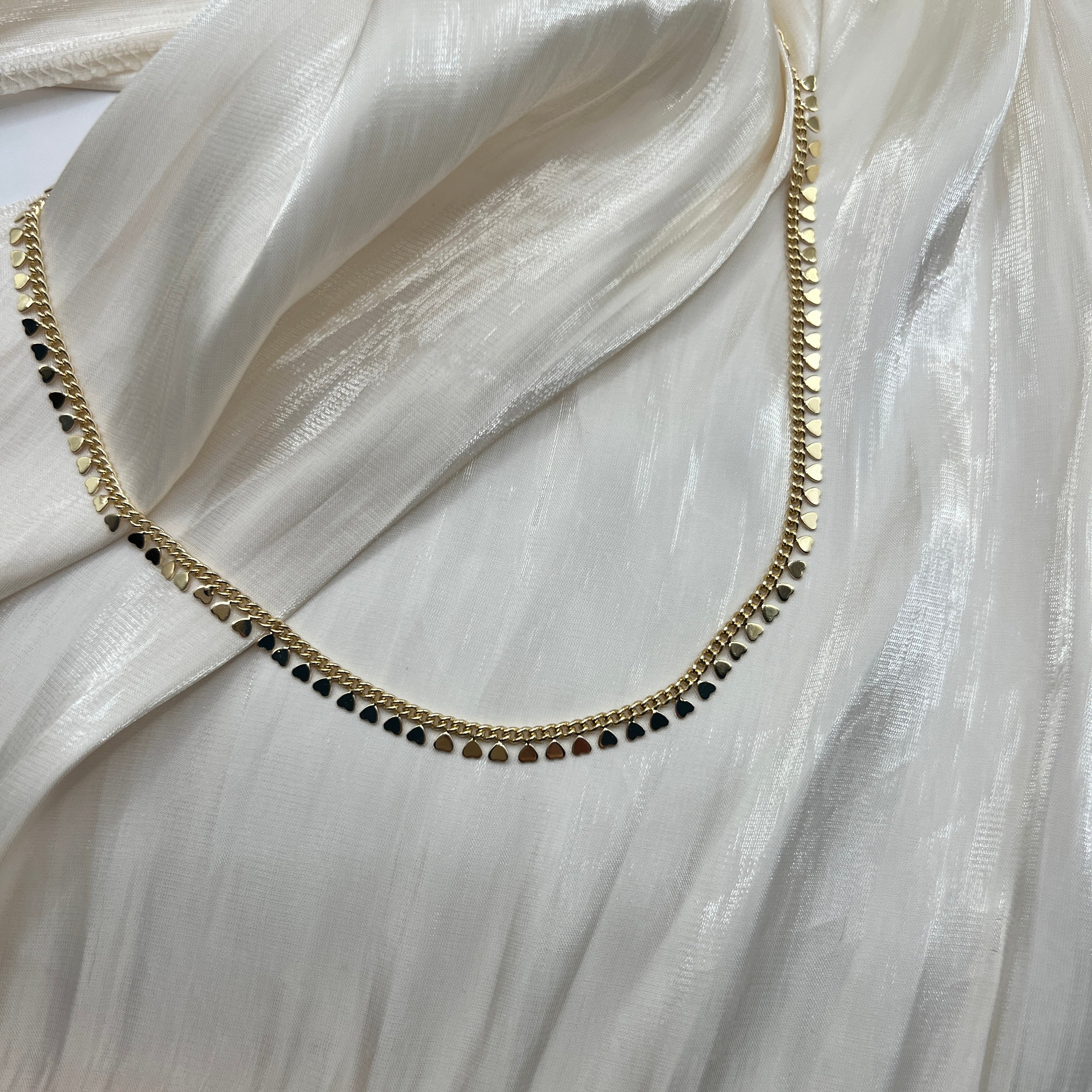 Petite Heart Chain Necklace – Valeska | 14K Gold Plated
