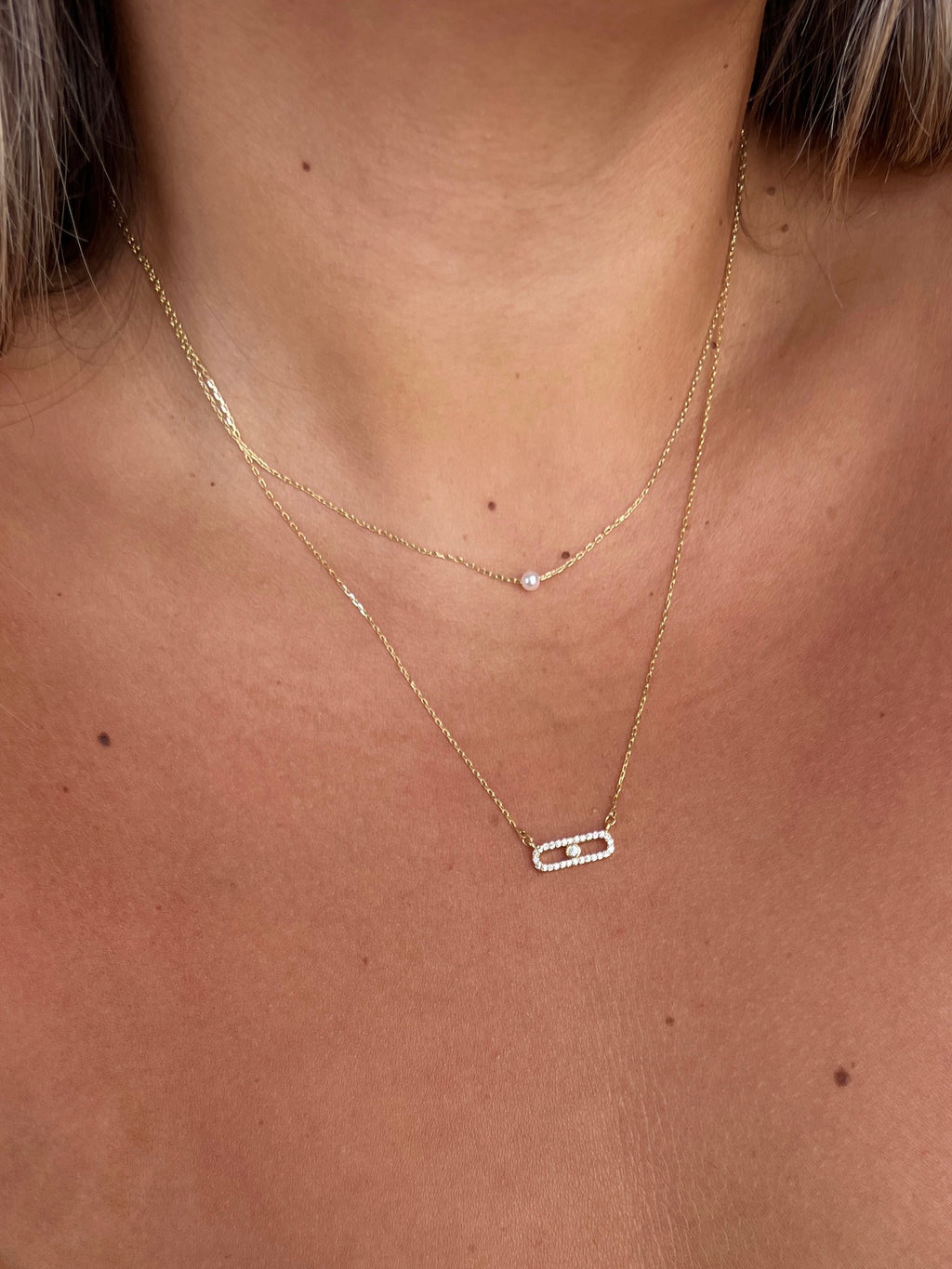Aurelia – Pearl & Pavé Double Layer Necklace