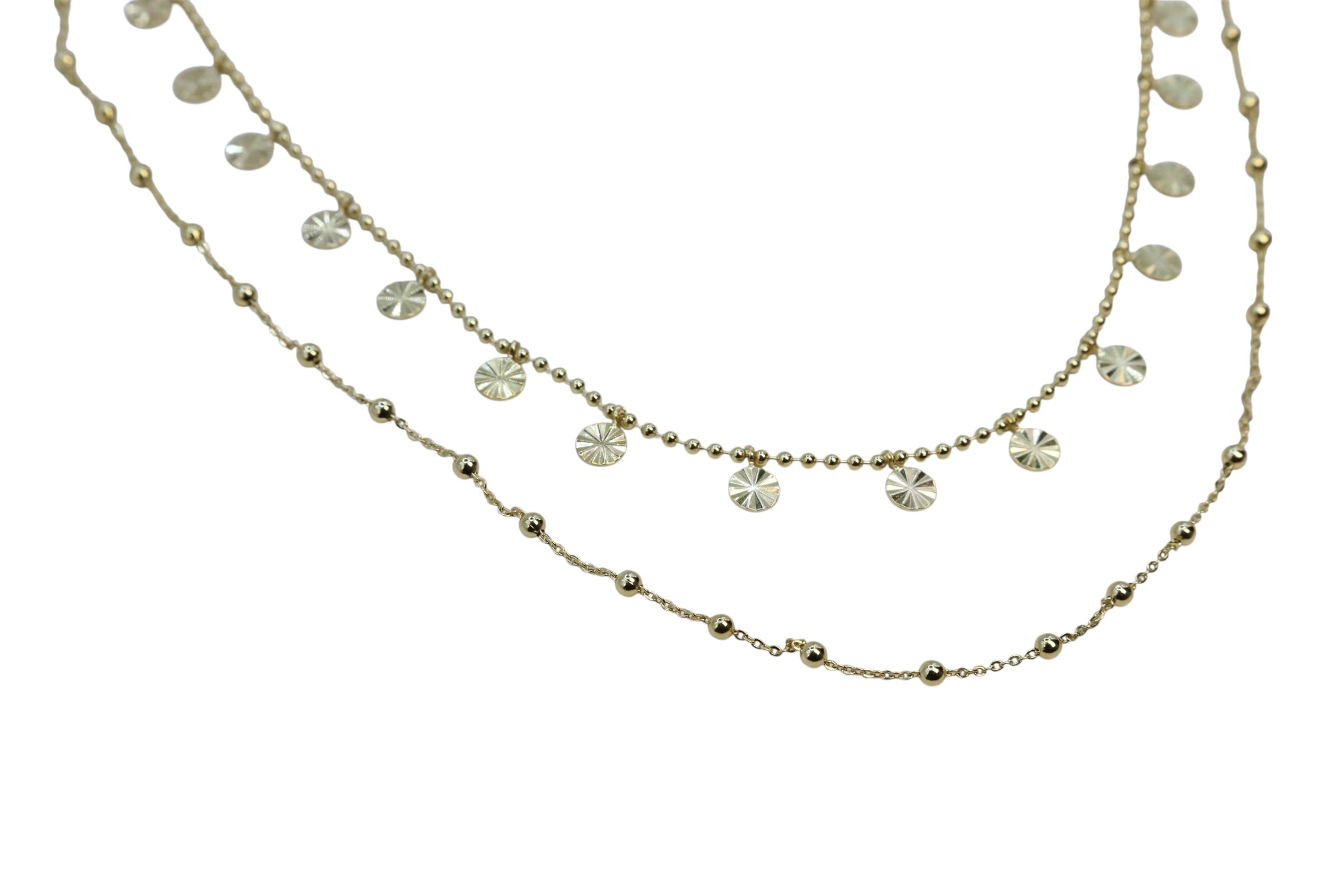 Layered Disc & Bead Necklace – Seraya | 14K Gold Plated