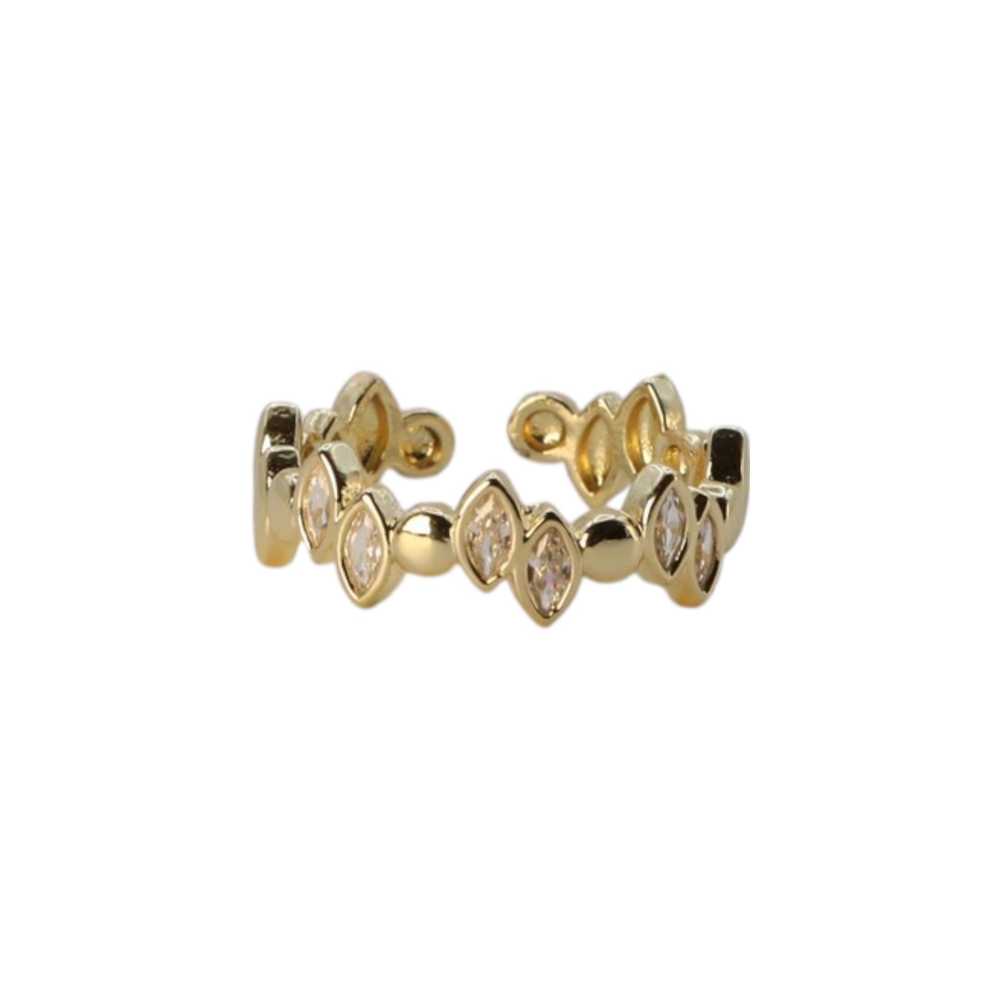 Marquise Chain Adjustable Gold Ring  – Elowen