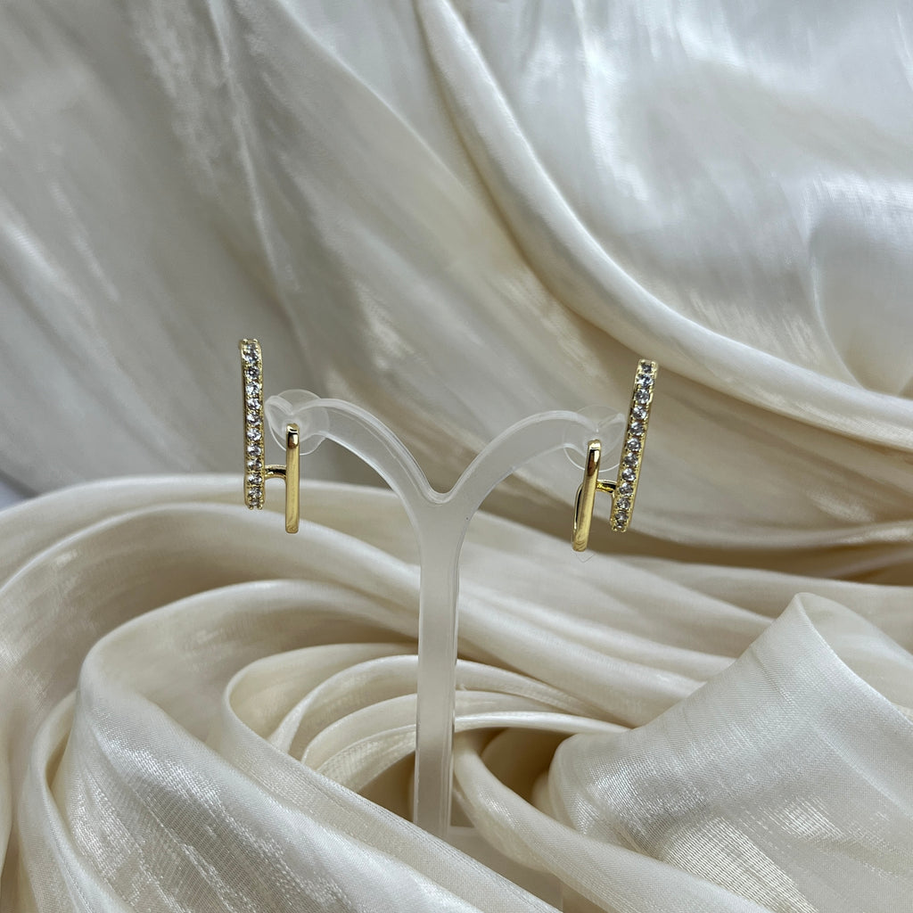 Minimal Pavé Bar Stud Earrings – Liora