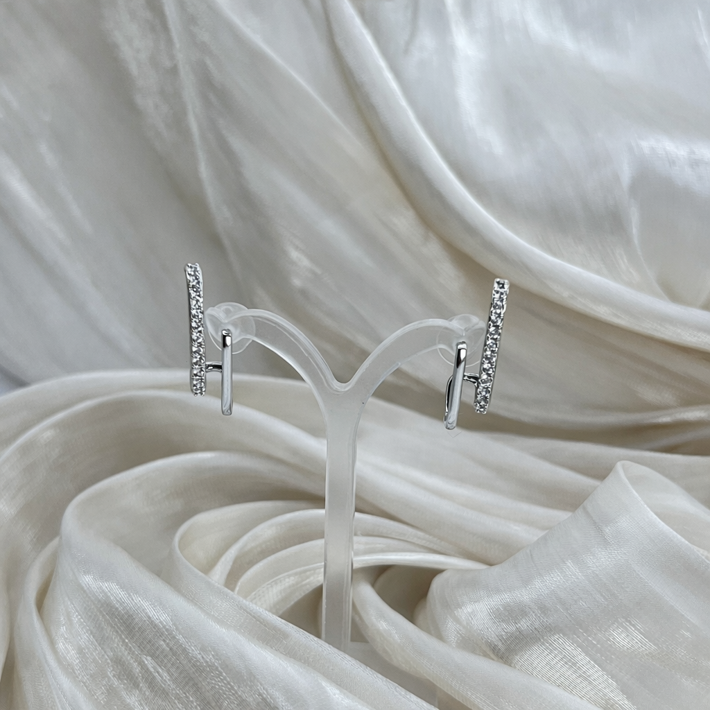 Minimal Pavé Bar Stud Earrings – Liora