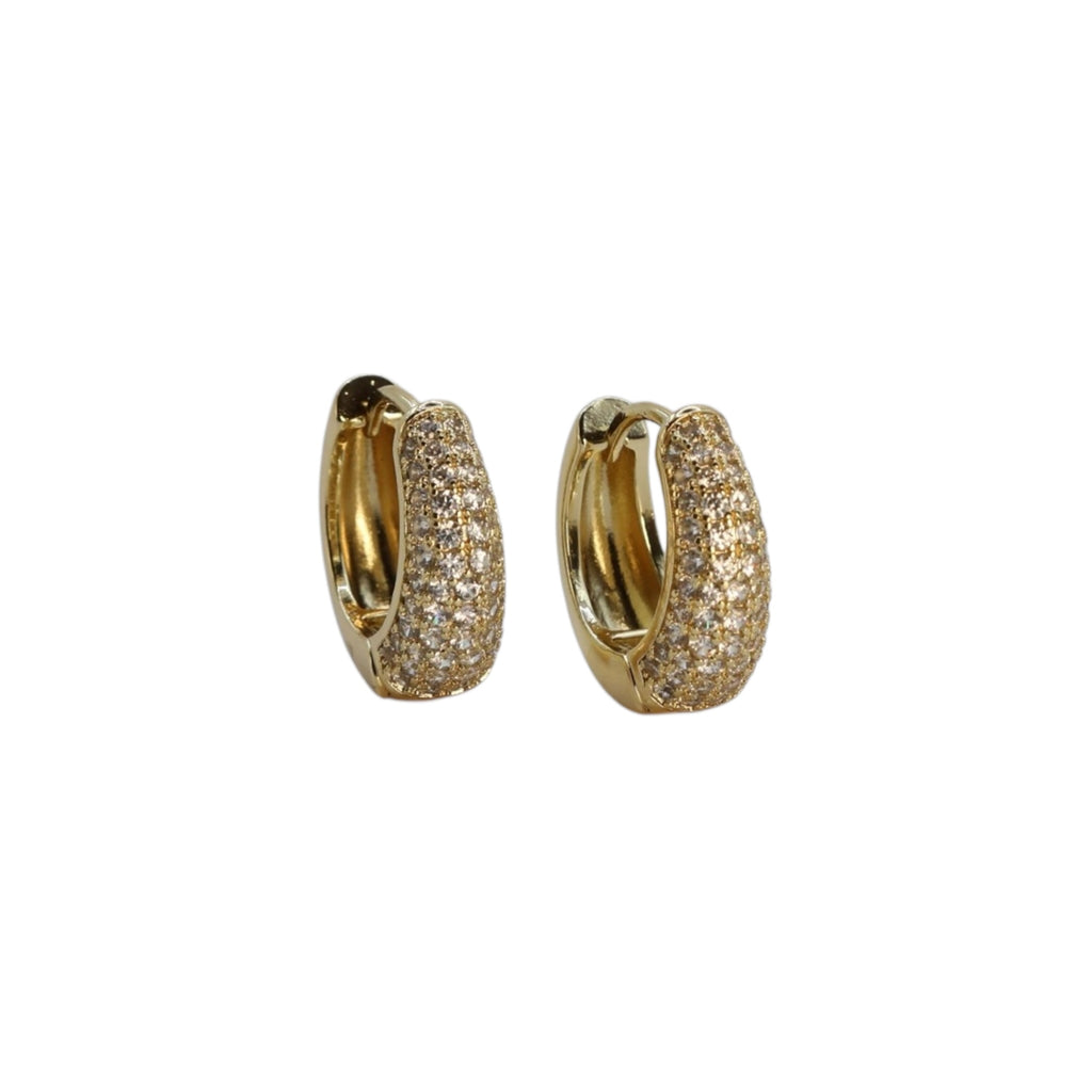 Pavé Chunky Huggie Earrings – Elowen