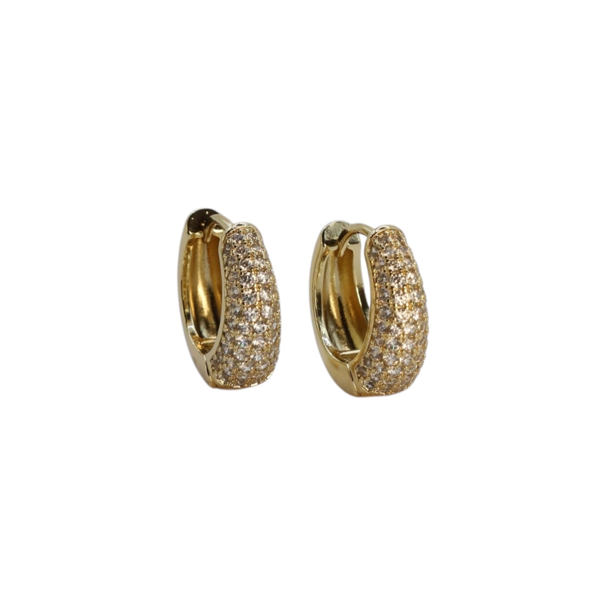 Pavé Chunky Huggie Earrings – Elowen