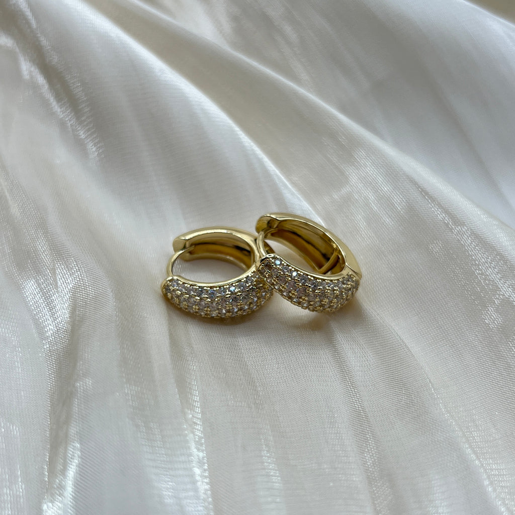 Pavé Chunky Huggie Earrings – Elowen