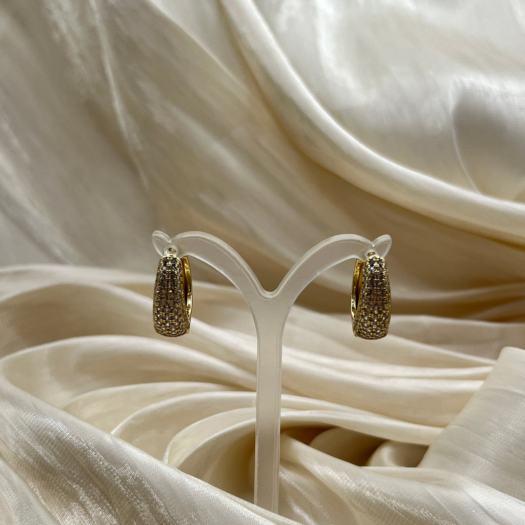 Pavé Chunky Huggie Earrings – Elowen