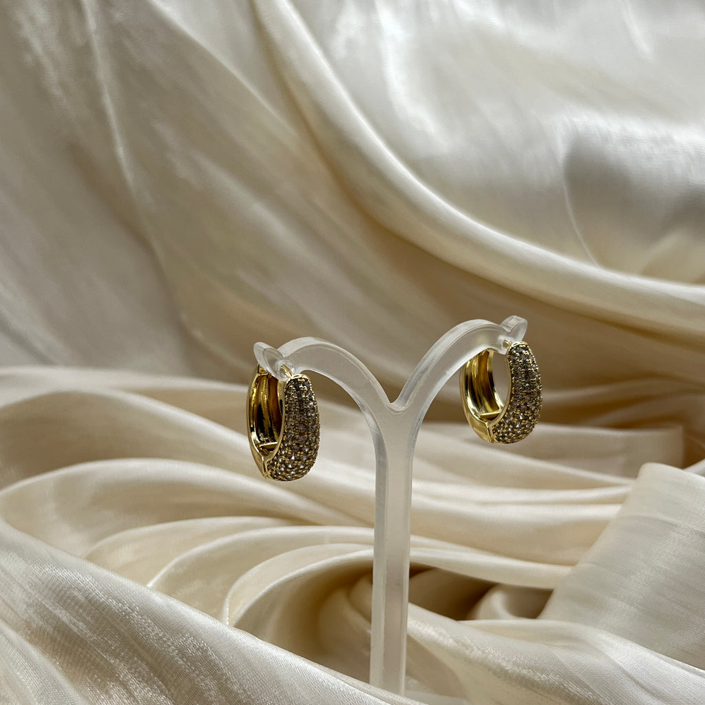 Pavé Chunky Huggie Earrings – Elowen