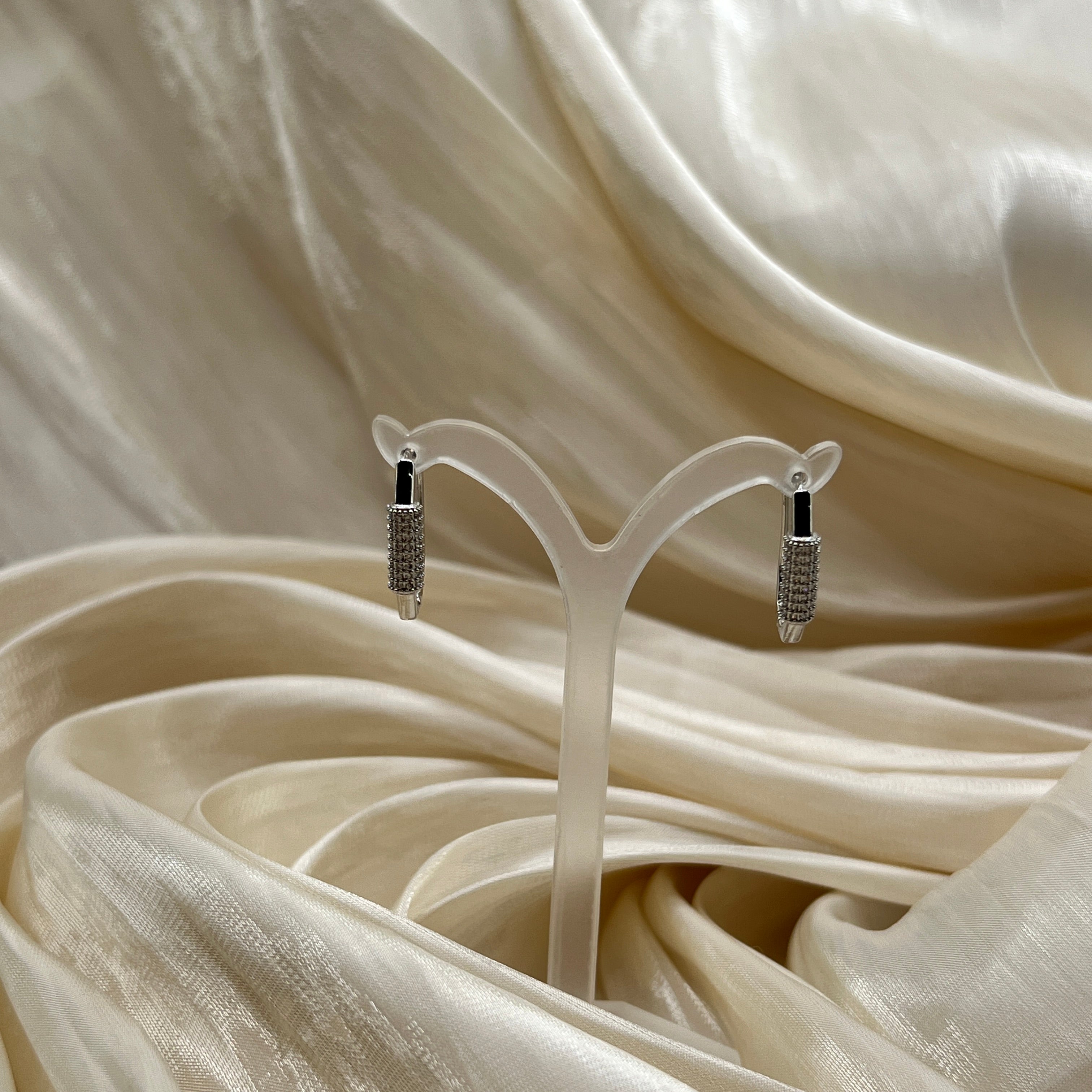 Pavé Cylinder Hoop Earrings – Dual Tone