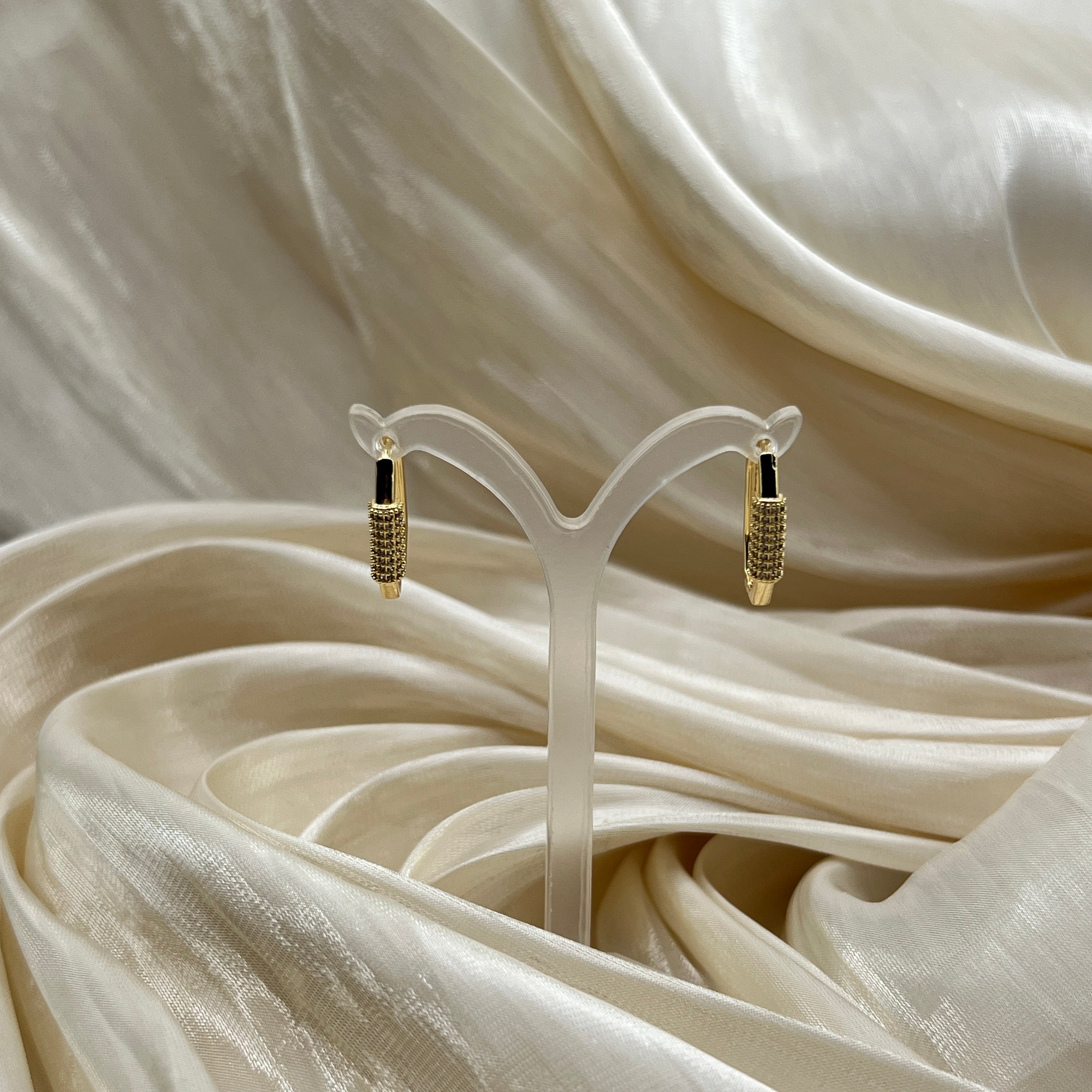 Pavé Cylinder Hoop Earrings – Dual Tone