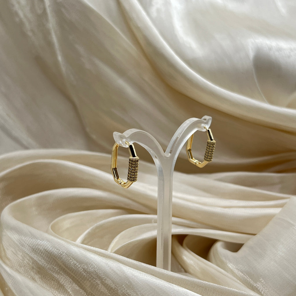 Pavé Cylinder Hoop Earrings – Dual Tone