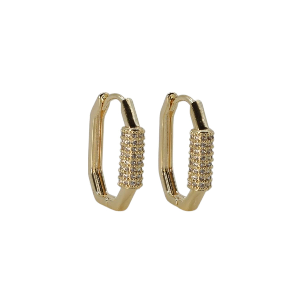 Pavé Cylinder Hoop Earrings – Dual Tone