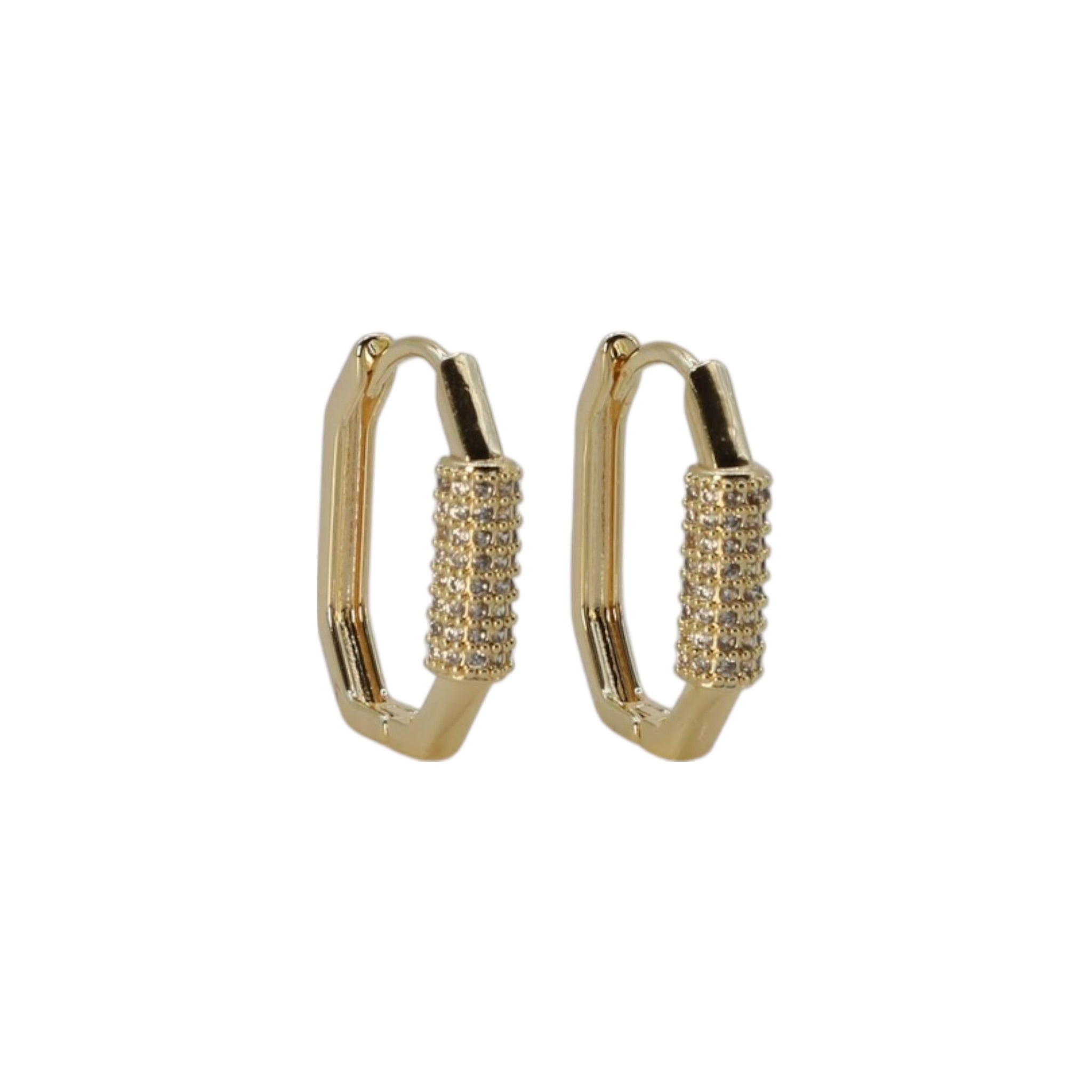 Pavé Cylinder Hoop Earrings – Dual Tone