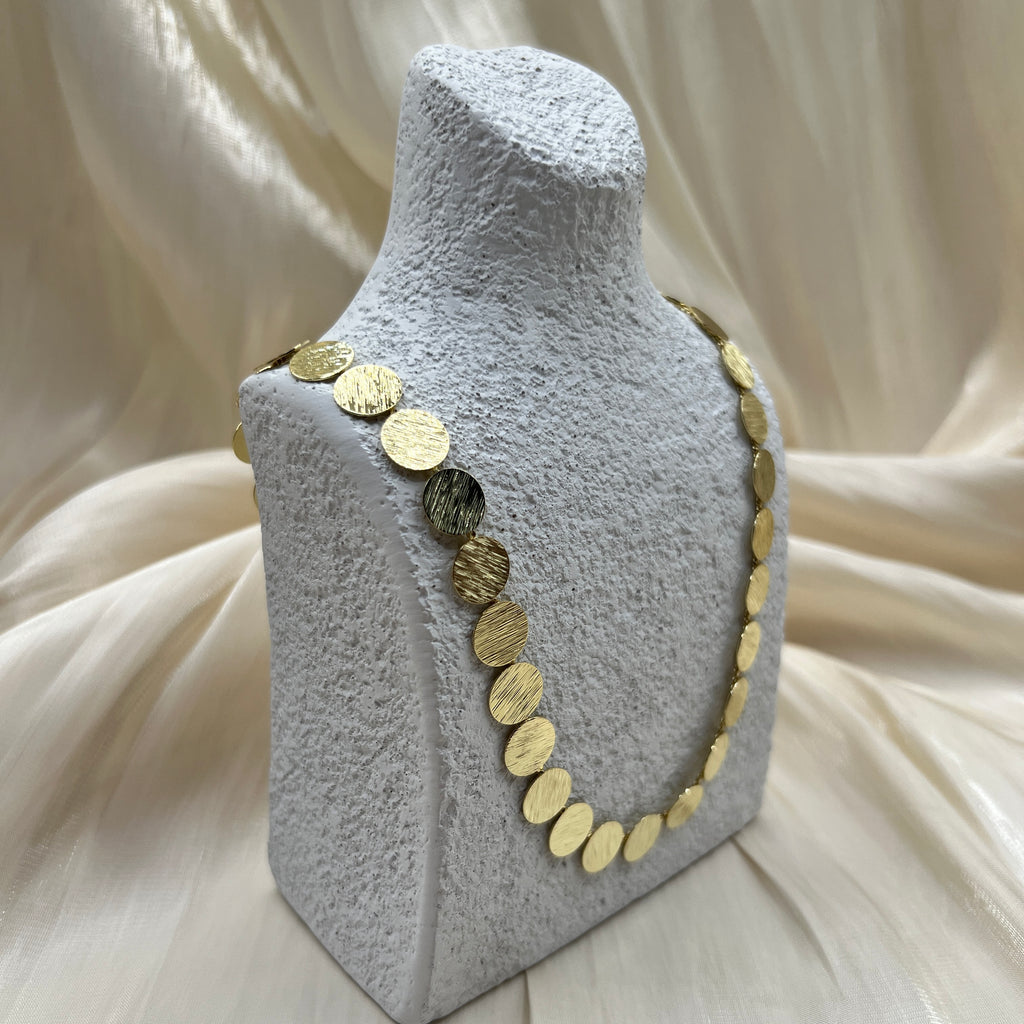 Petite Brushed Disc Necklace – Seraya | 14K Gold Plated / Silver Finish