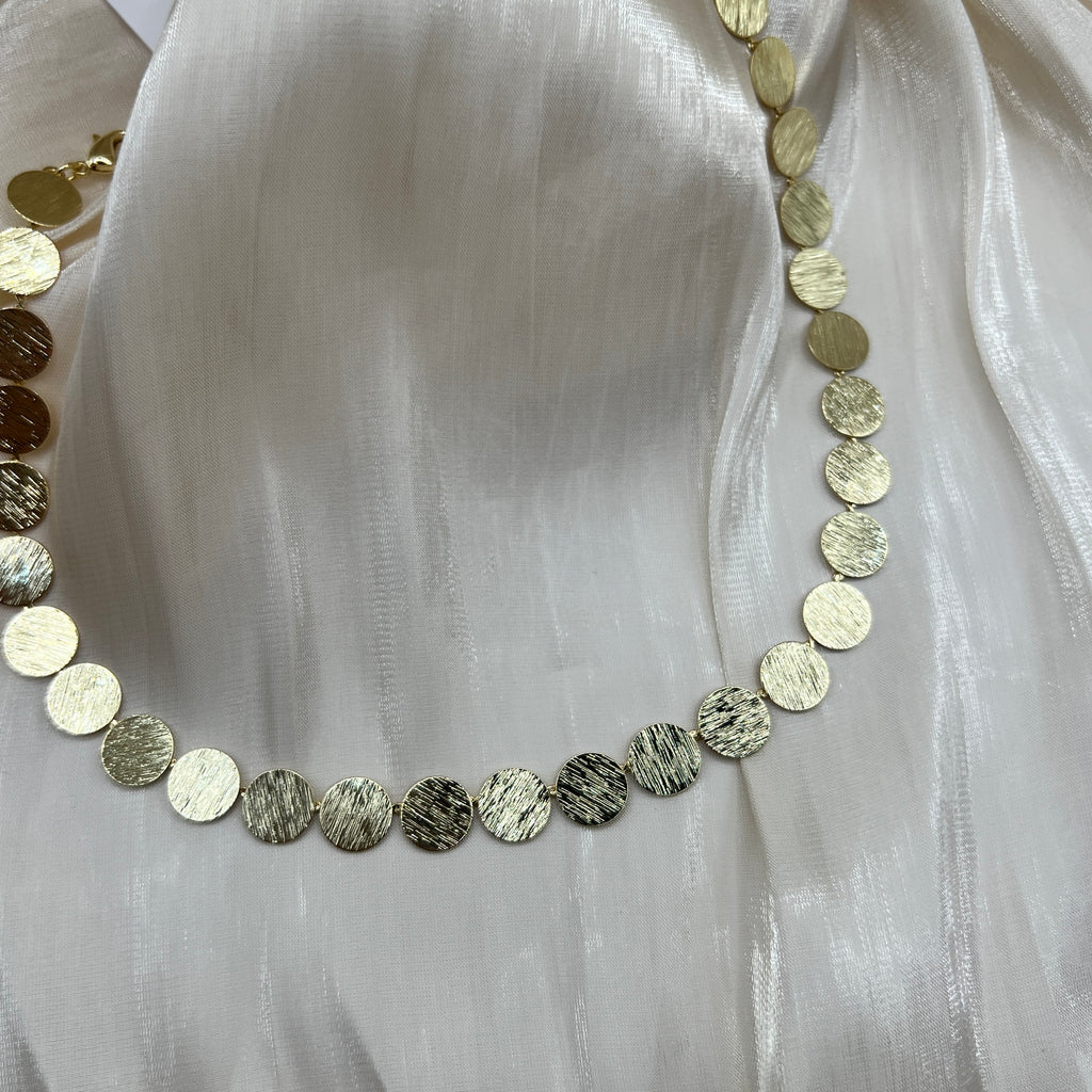 Petite Brushed Disc Necklace – Seraya | 14K Gold Plated / Silver Finish