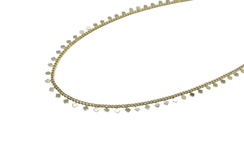 Petite Square Drop Chain Necklace – Arvienne | 14K Gold Plated