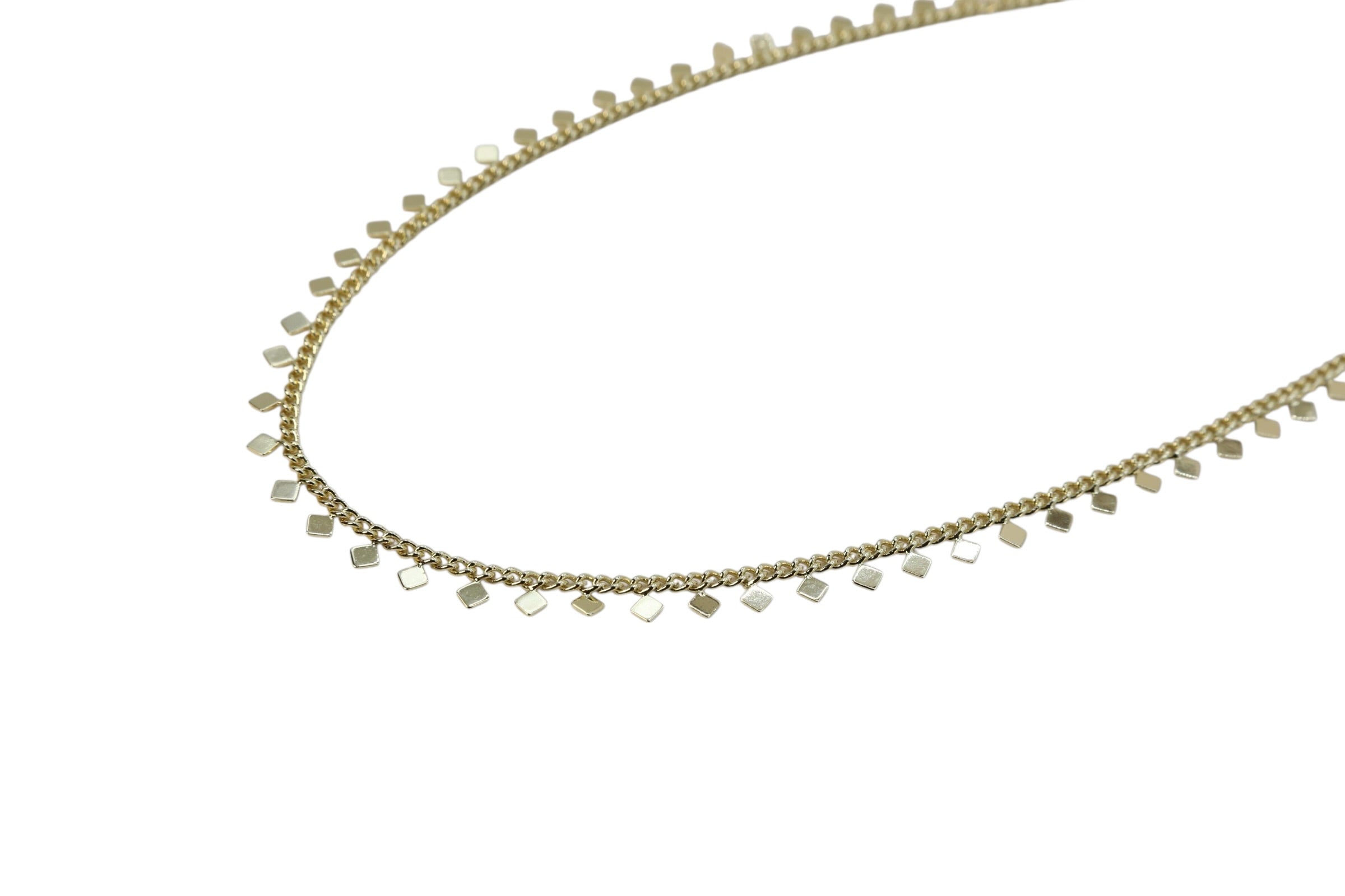 Petite Square Drop Chain Necklace – Arvienne | 14K Gold Plated
