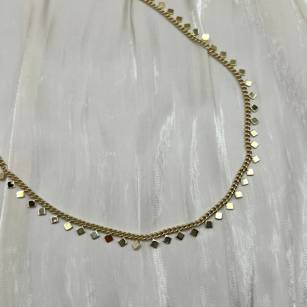 Petite Square Drop Chain Necklace – Arvienne | 14K Gold Plated