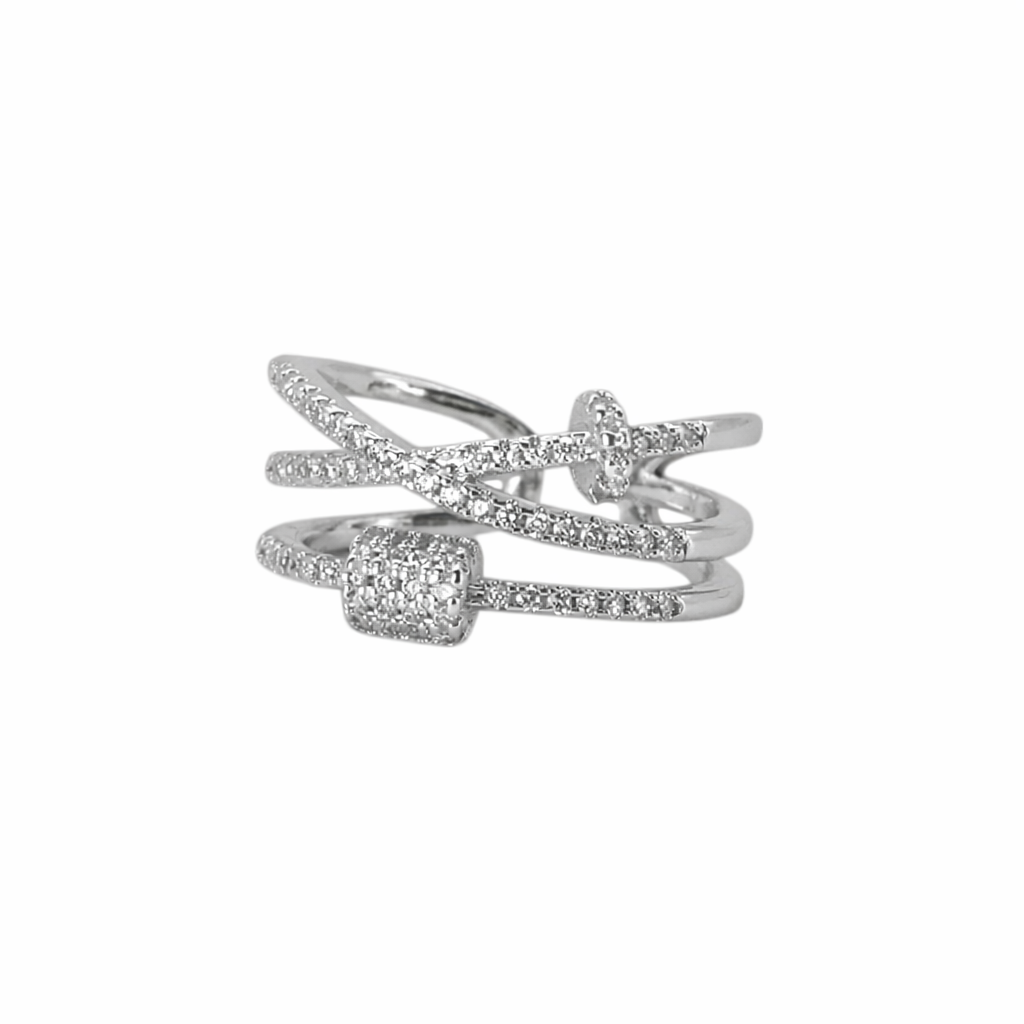 Criss-Cross Pave Ring – Aurora