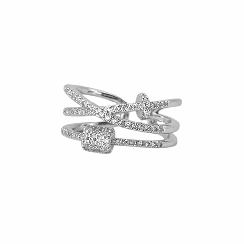 Criss-Cross Pave Ring – Aurora