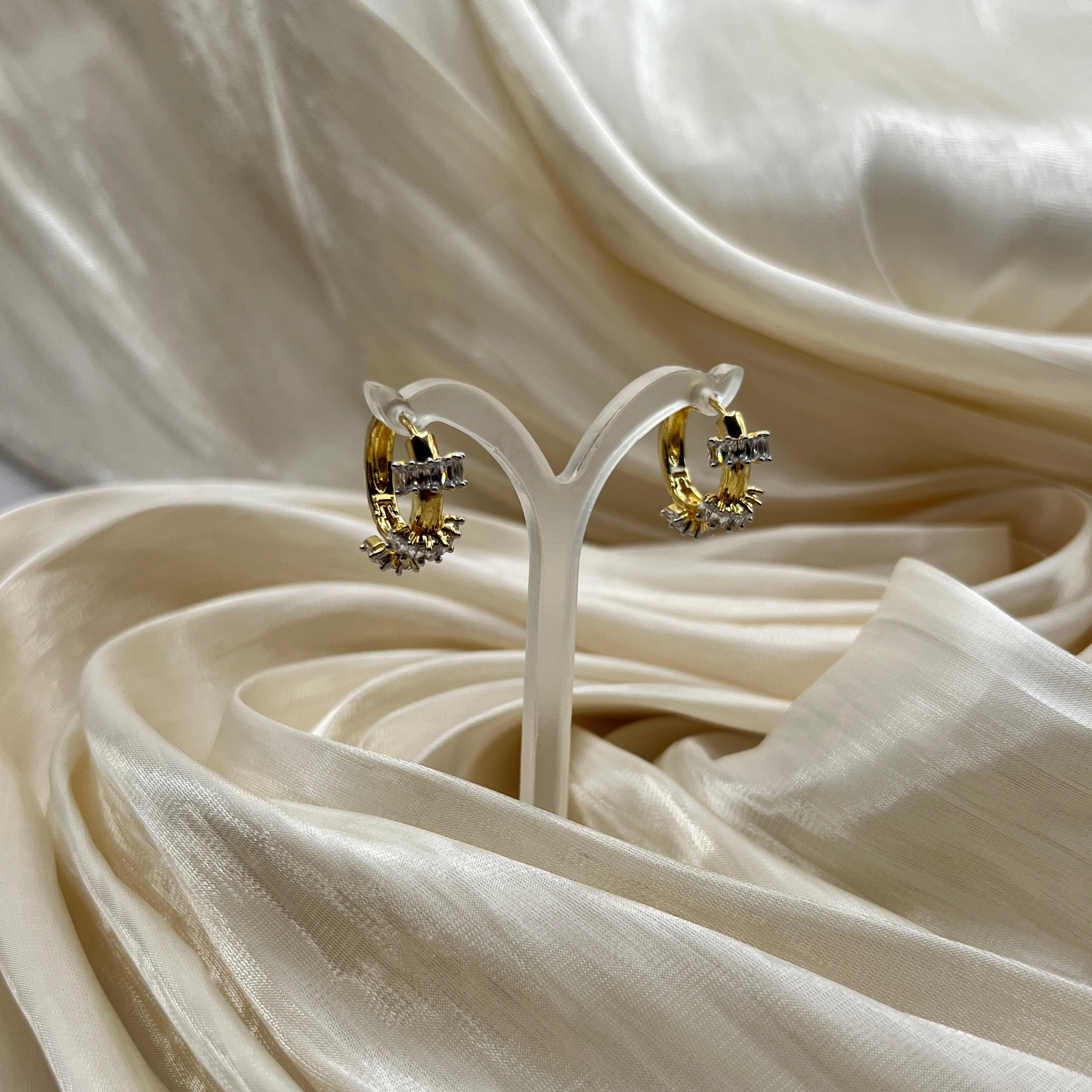 Radiant Crystal Hoop Earrings Gold – Aveline