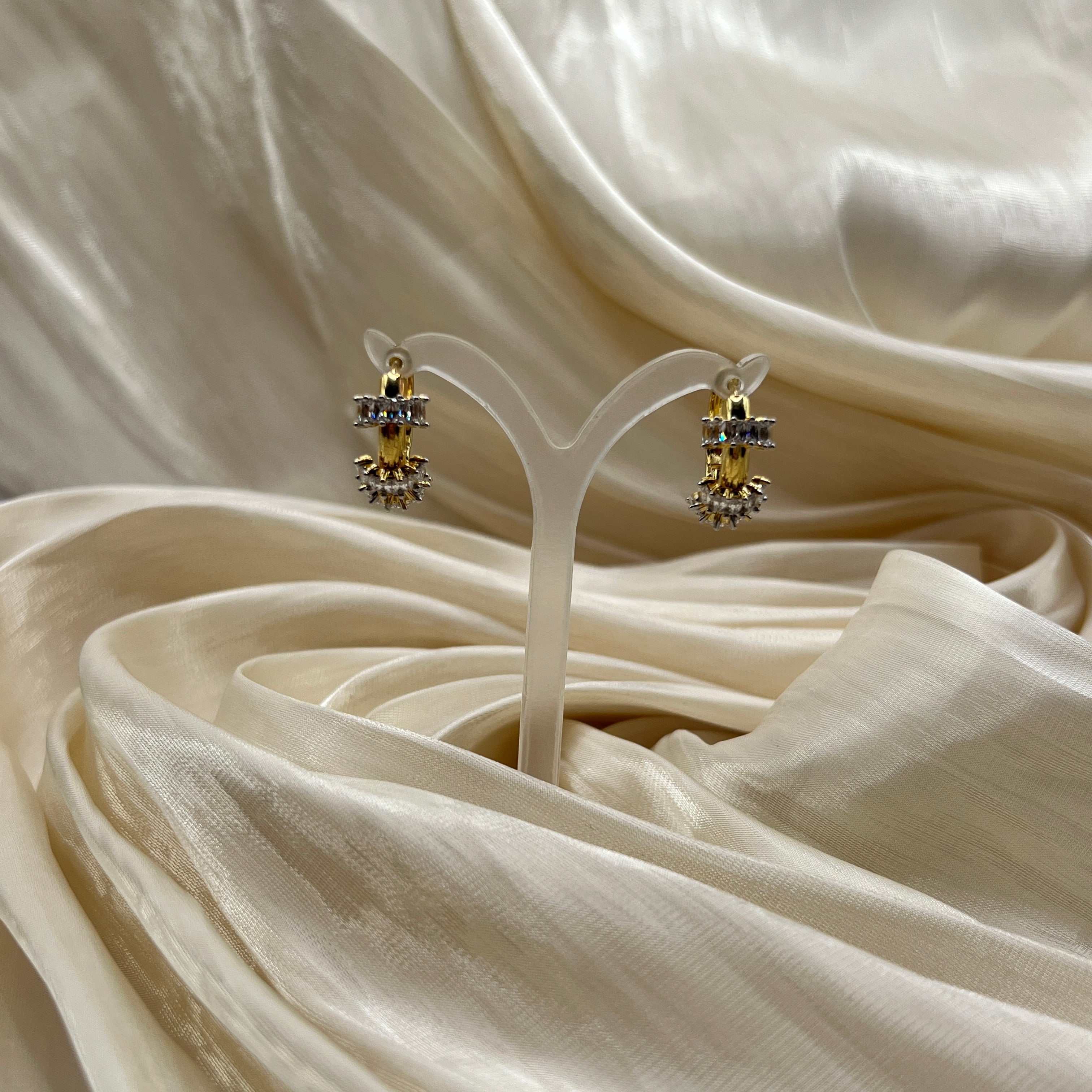Radiant Crystal Hoop Earrings Gold – Aveline