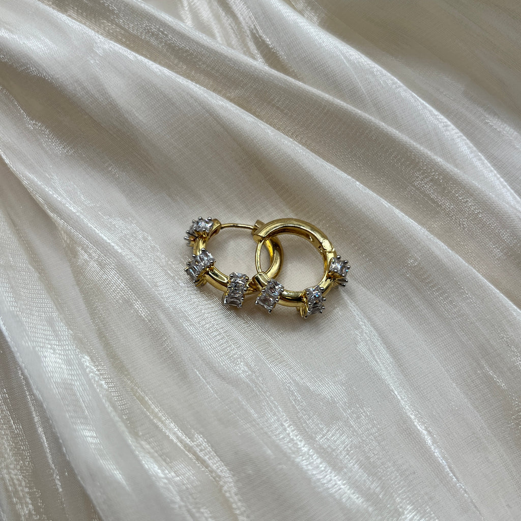 Radiant Crystal Hoop Earrings Gold – Aveline