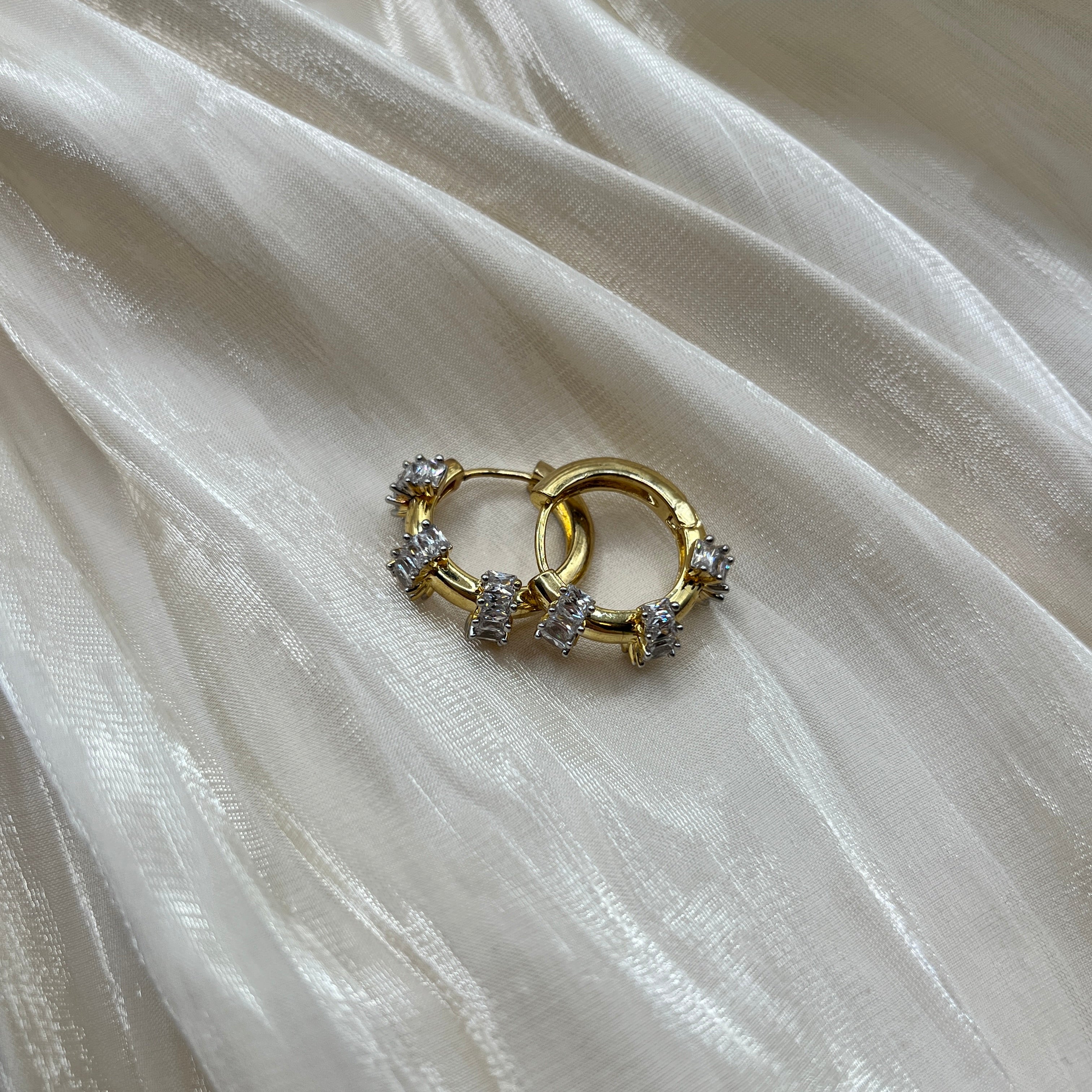 Radiant Crystal Hoop Earrings Gold – Aveline