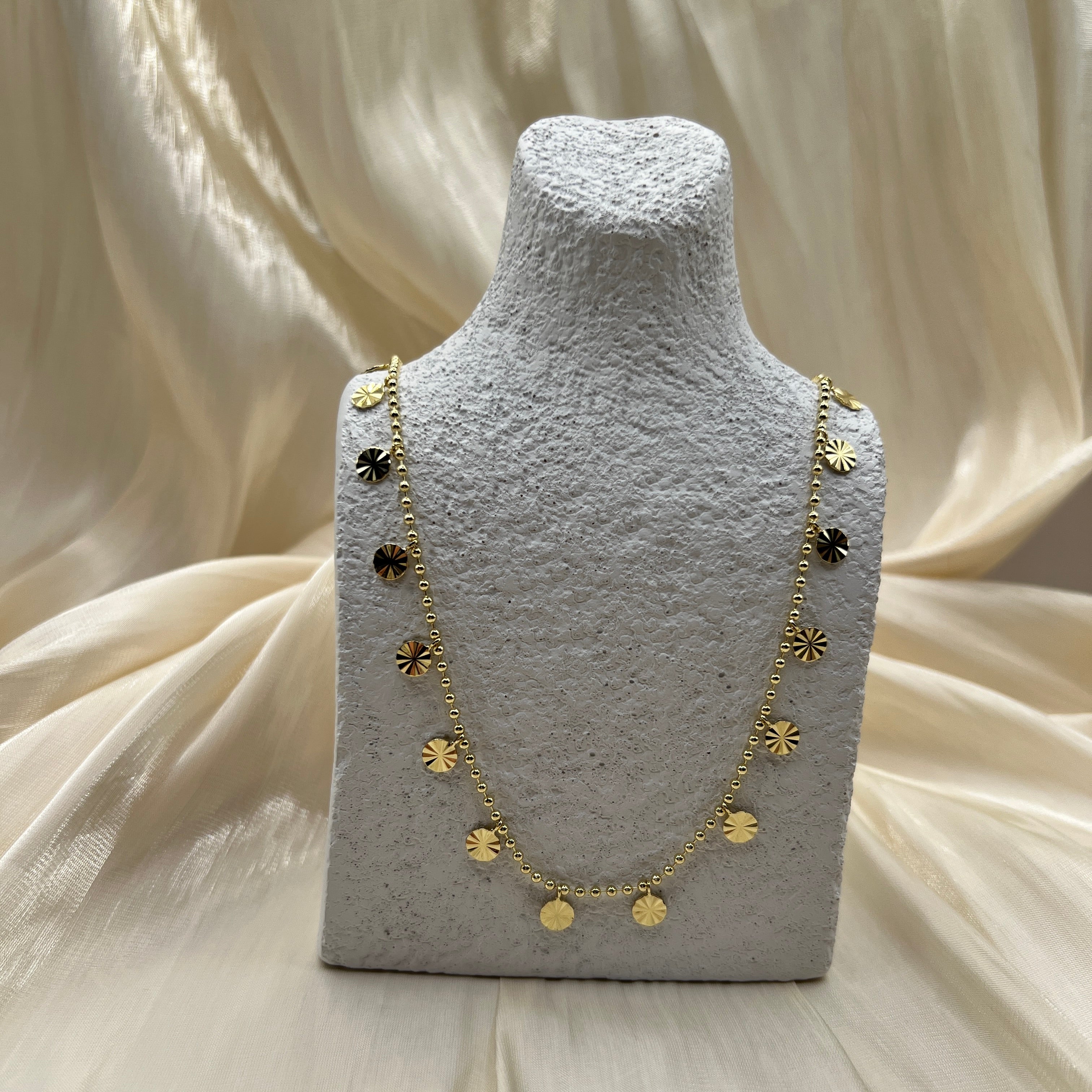 Radiant Disc Drop Necklace – Serelune | 14K Gold Plated