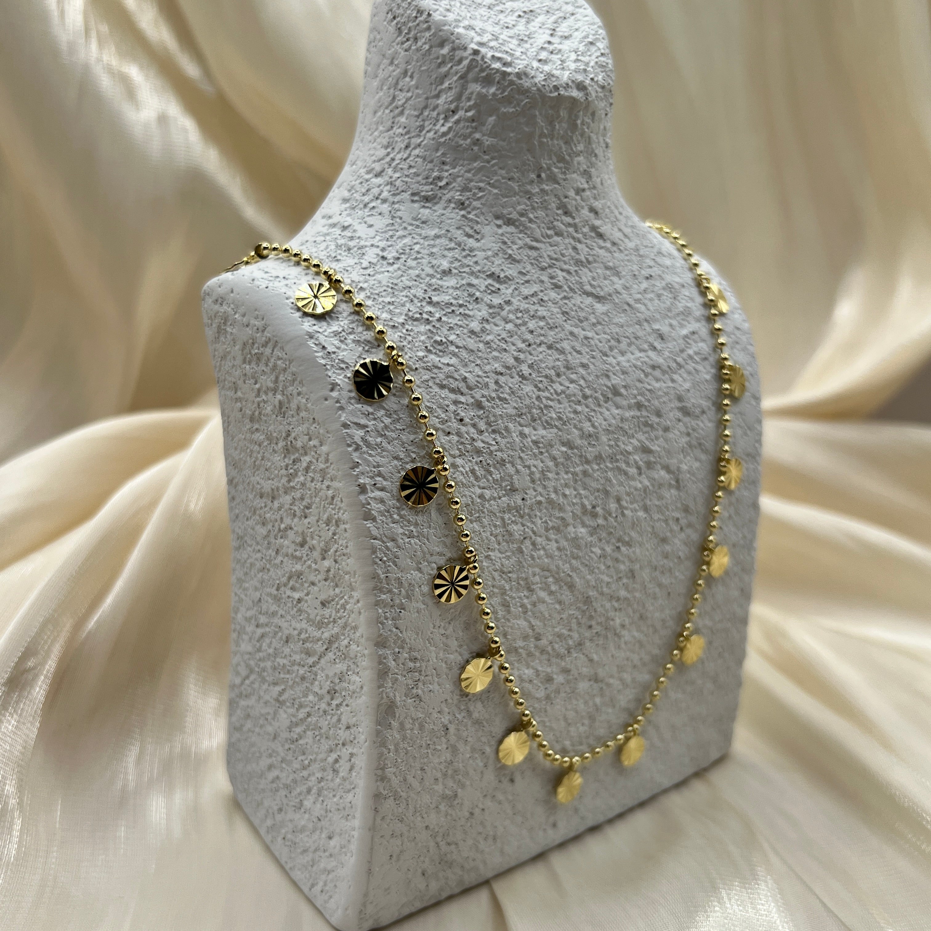 Radiant Disc Drop Necklace – Serelune | 14K Gold Plated