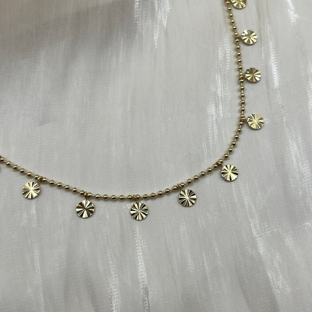 Radiant Disc Drop Necklace – Serelune | 14K Gold Plated