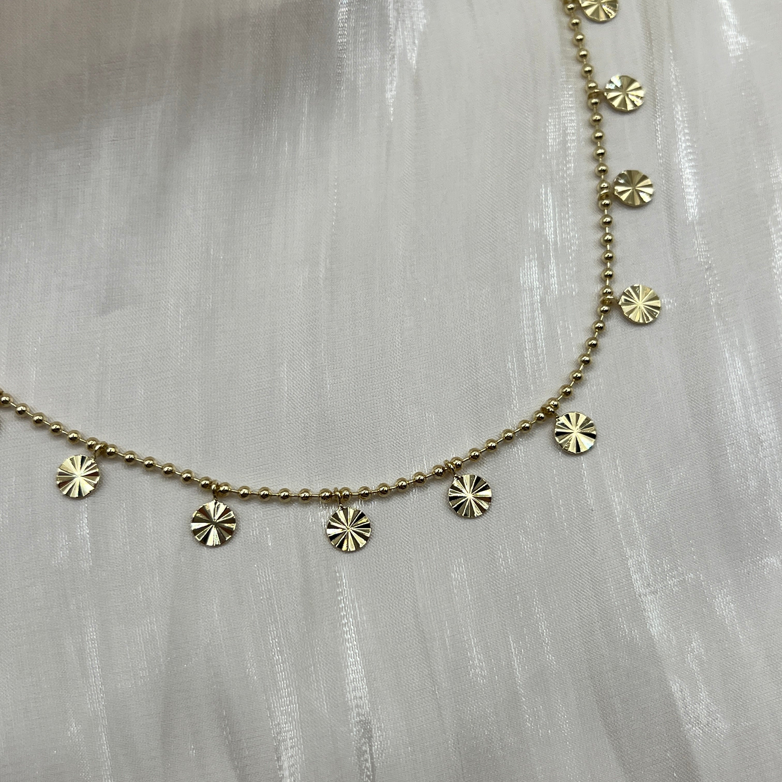 Radiant Disc Drop Necklace – Serelune | 14K Gold Plated