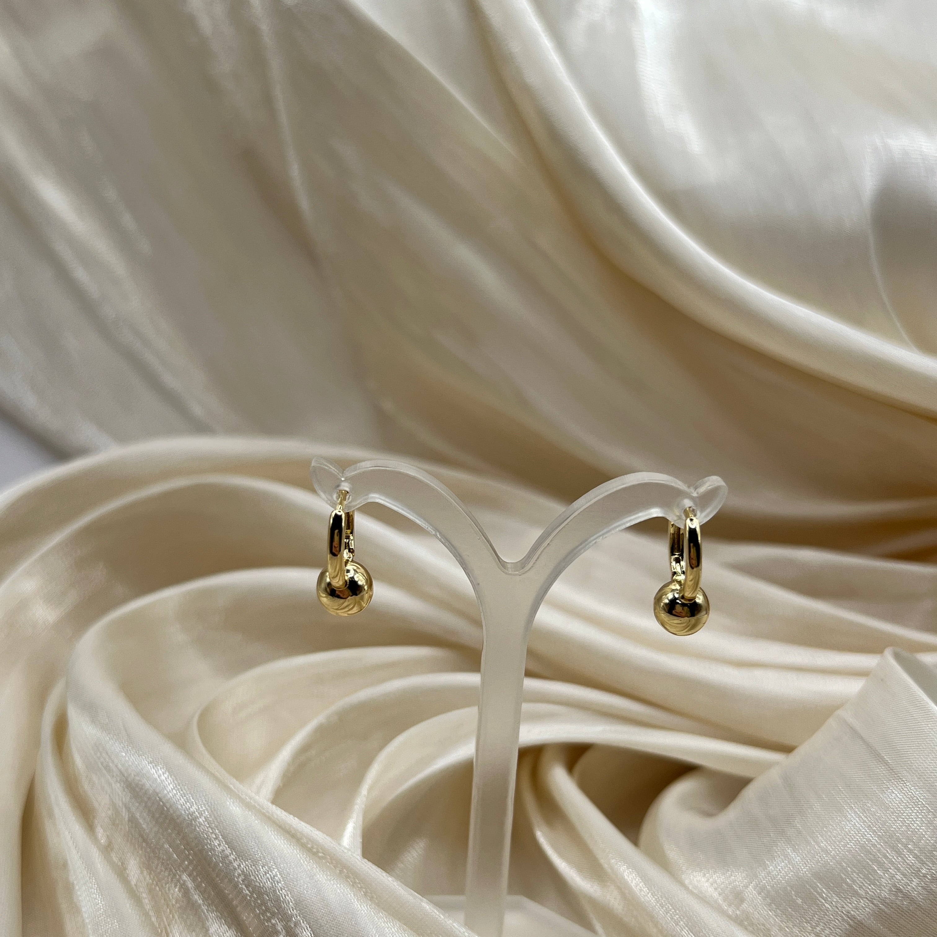 Sphere Drop Hoop Earrings Gold – Serelith
