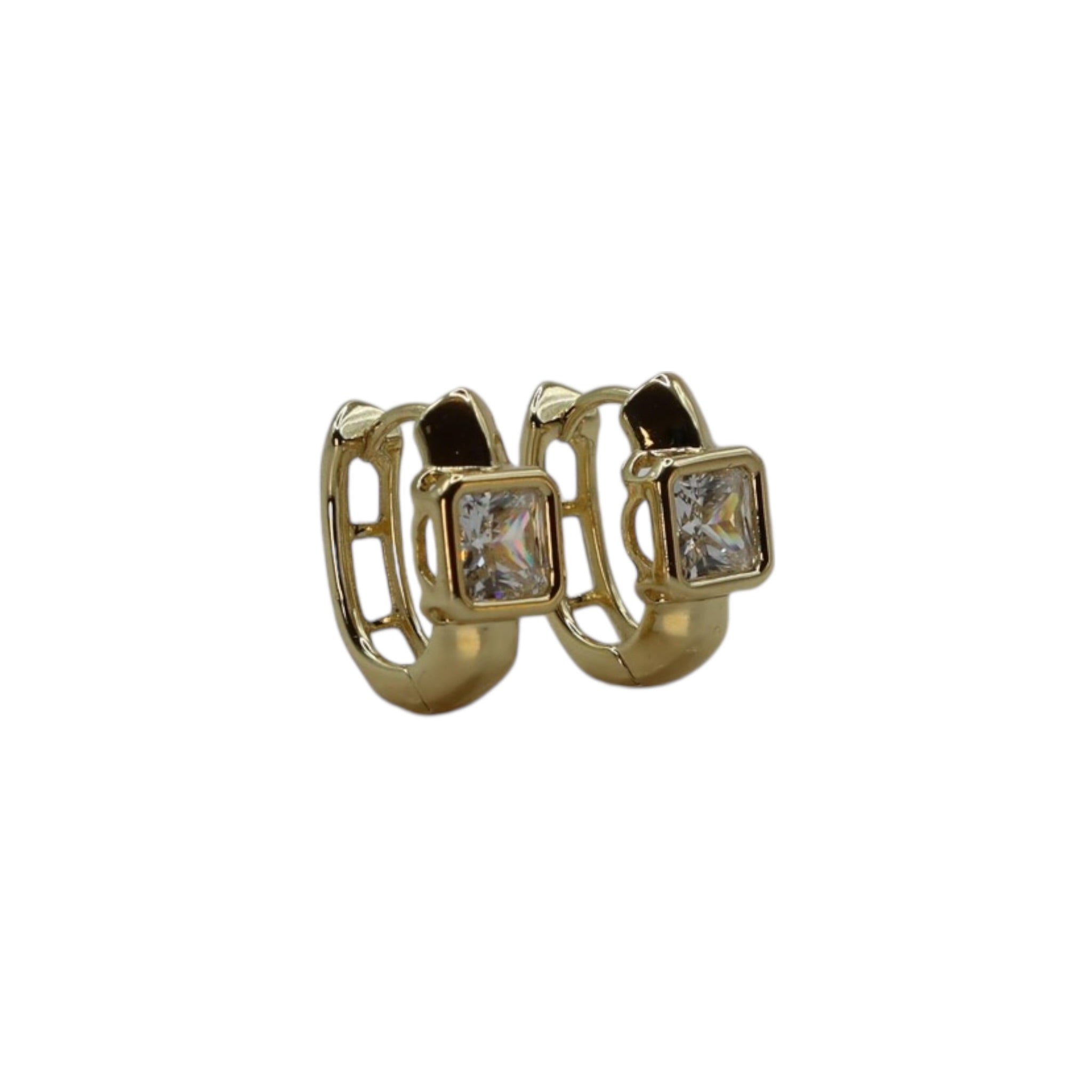 Square Stone Hoop Earrings Gold – Velmora