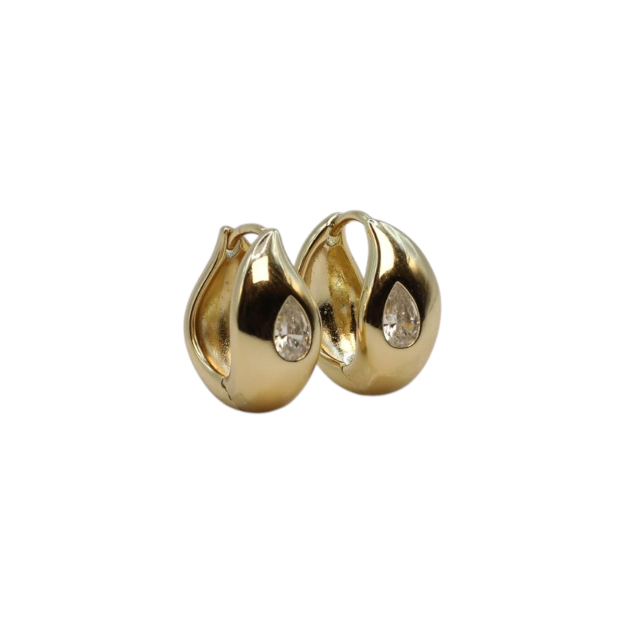 Teardrop Stone Hoop Earrings Gold - Charlotte