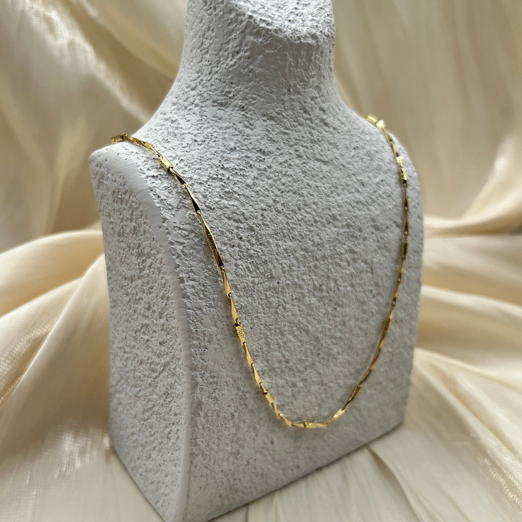 Textured Bar Chain Necklace – Lioren | 14K Gold Plated