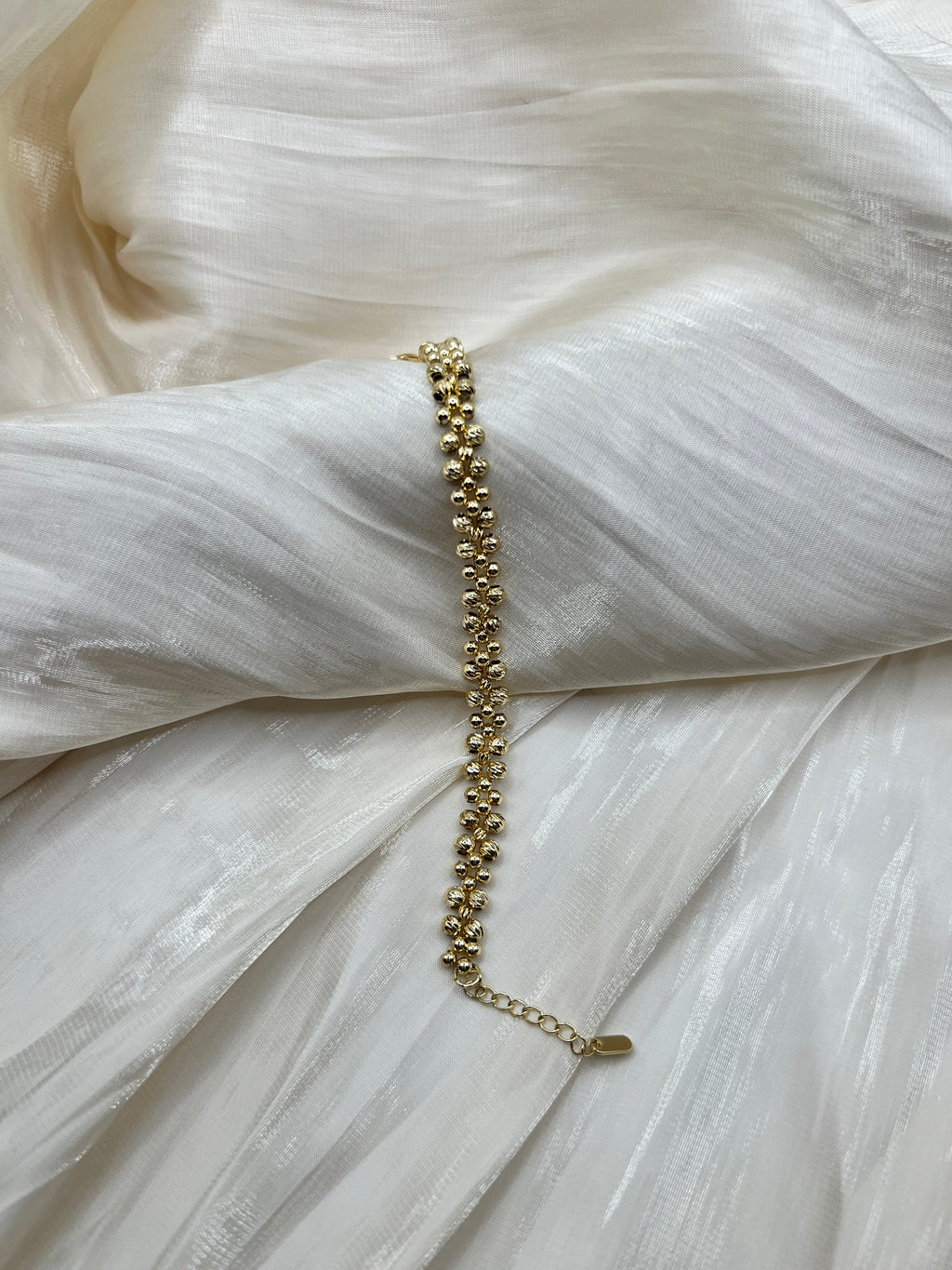 Textured Gold Bead Bracelet – Aria | 14K Gold Plated