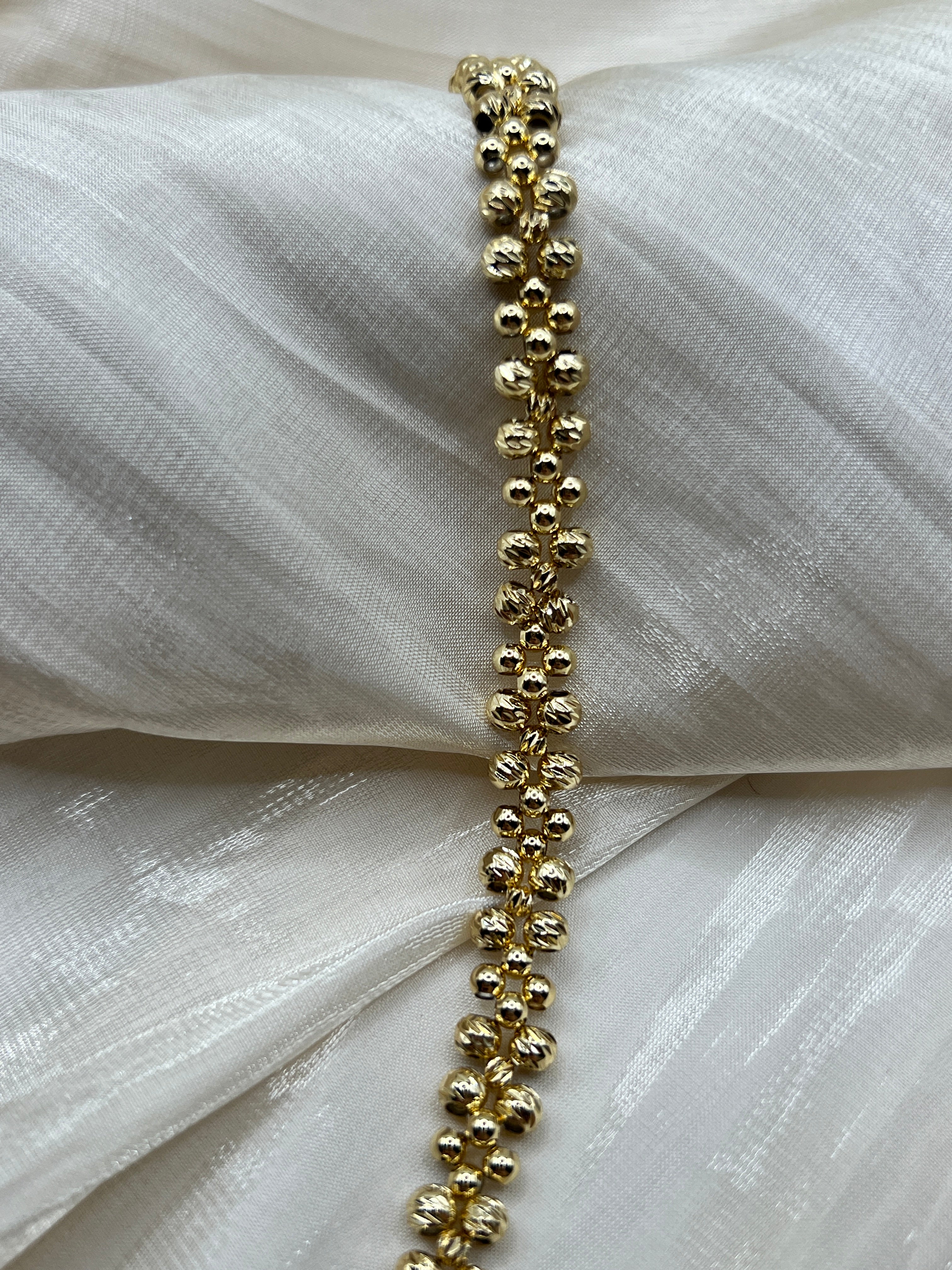 Textured Gold Bead Bracelet – Aria | 14K Gold Plated