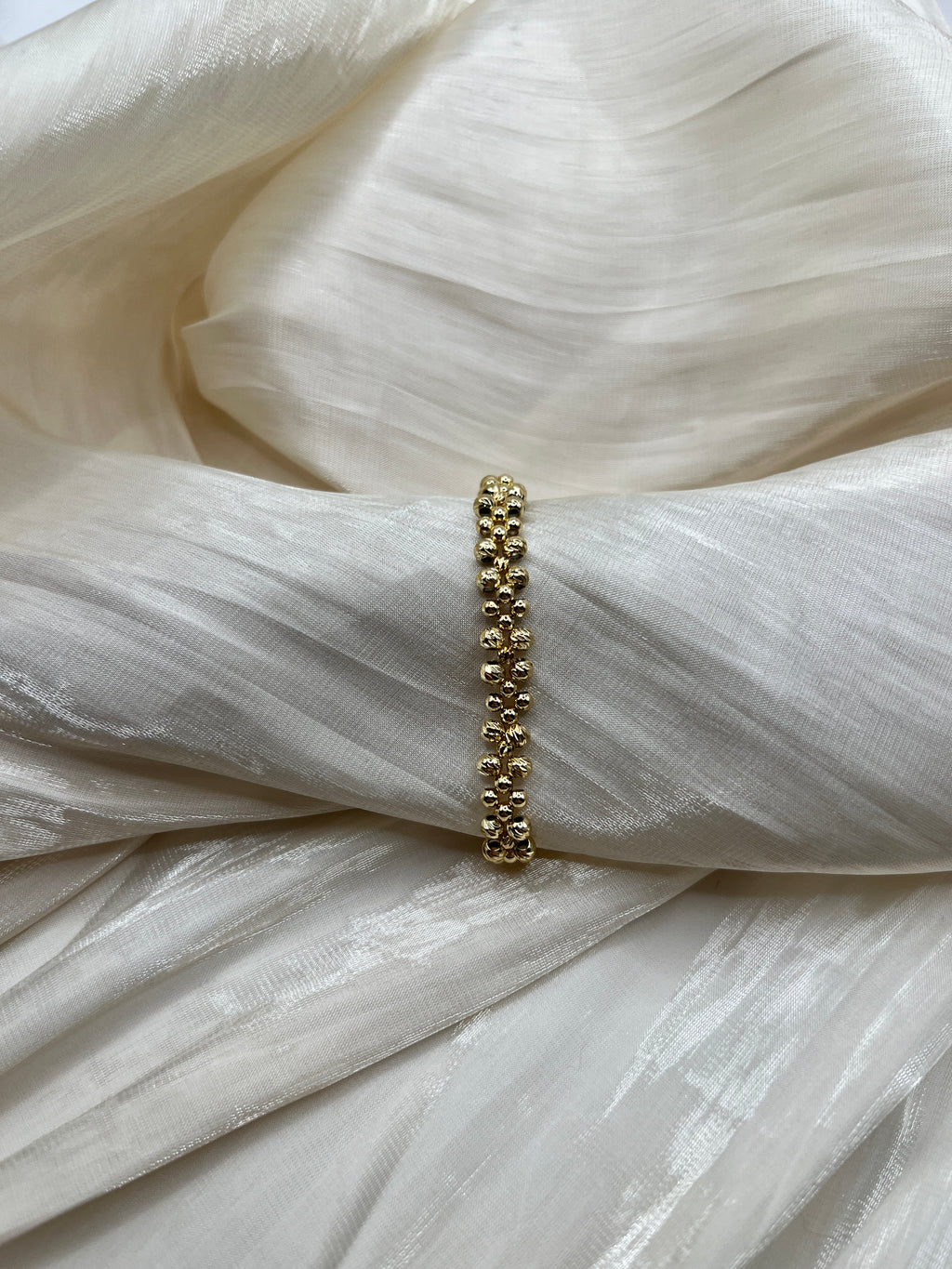 Textured Gold Bead Bracelet – Aria | 14K Gold Plated