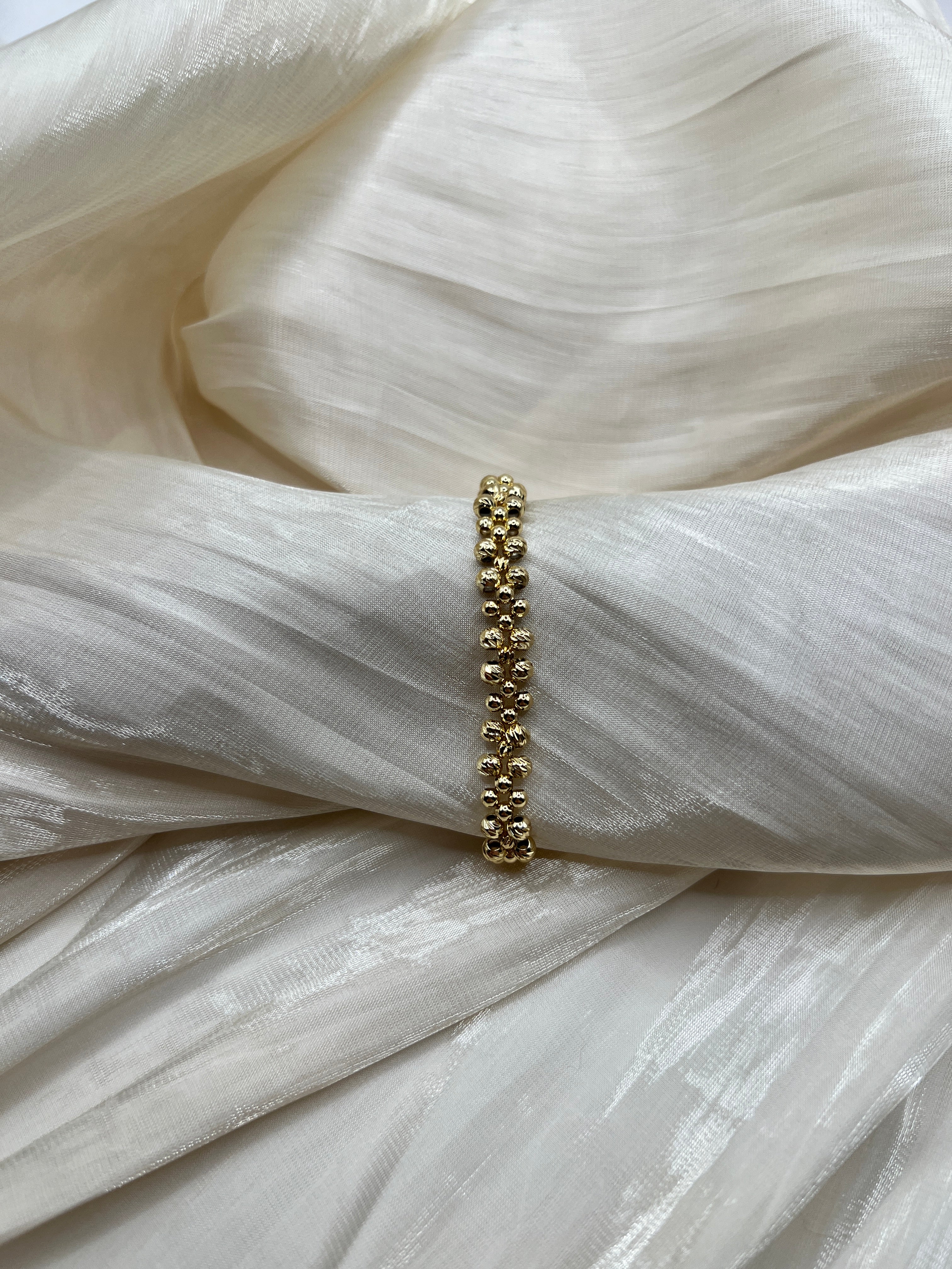 Textured Gold Bead Bracelet – Aria | 14K Gold Plated